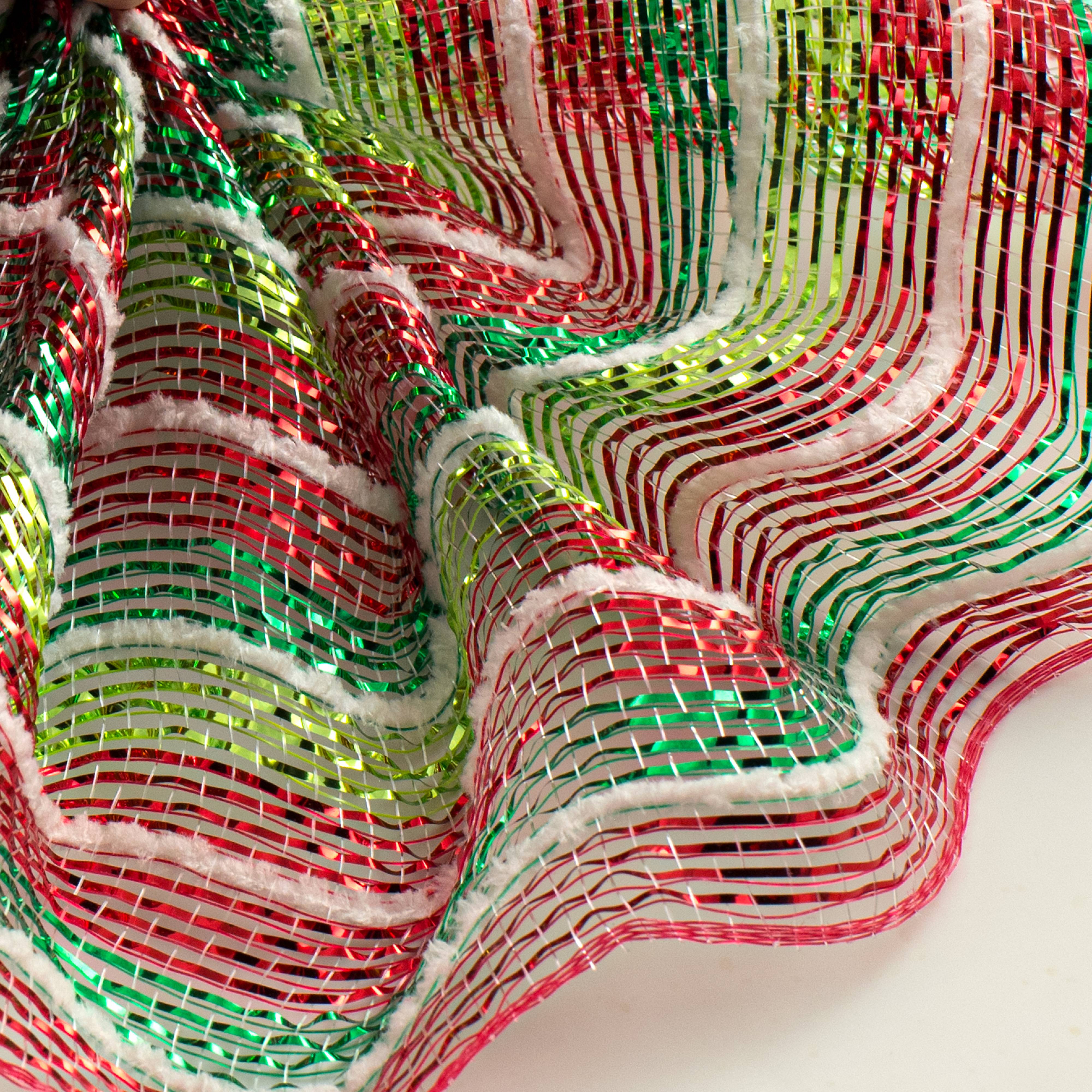10" Metallic Stripe & White Fuzz Mesh: Red, Lime & Emerald Green Lifestyle Photo