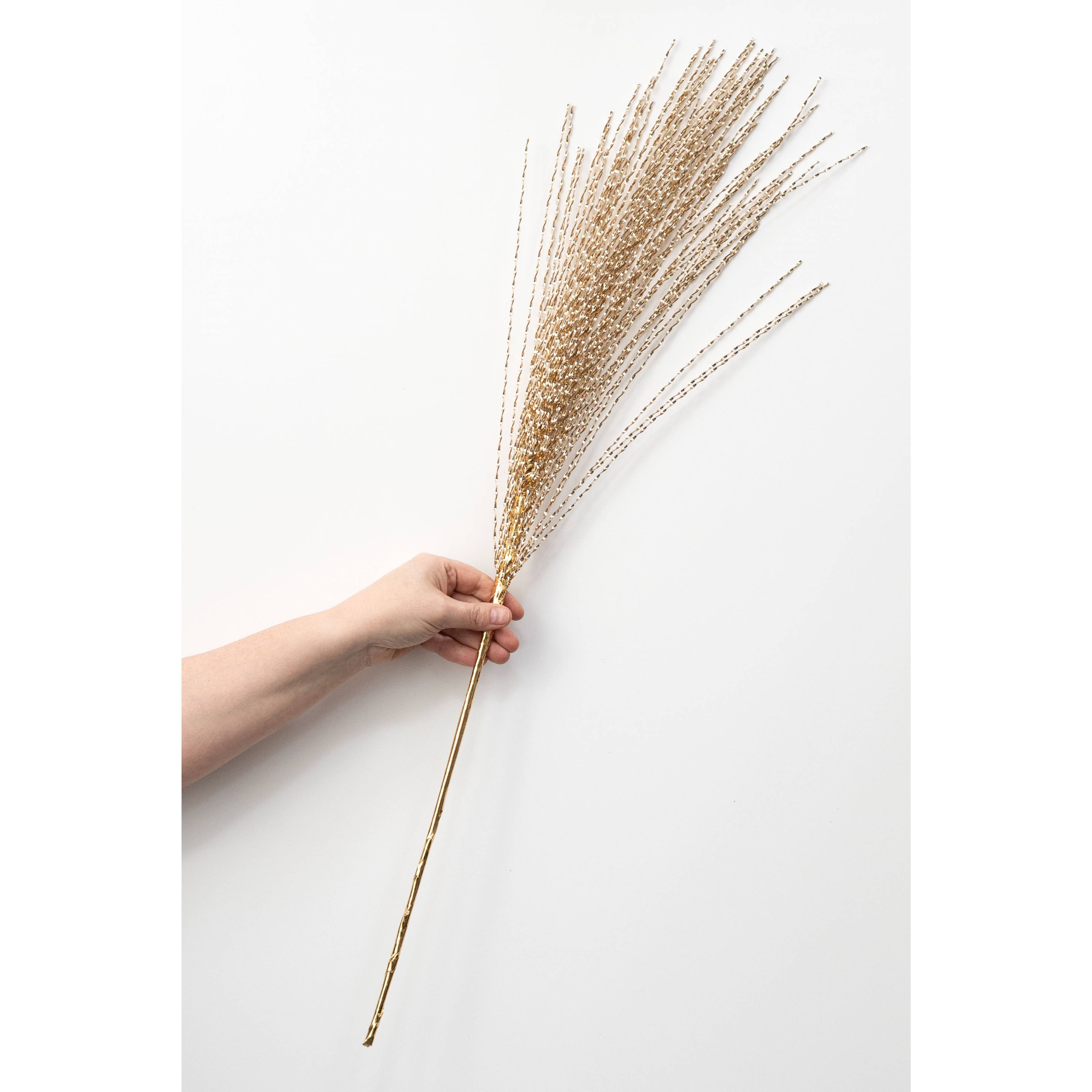 32" Metallic Twisted Grass Spray: Gold detail photo 3