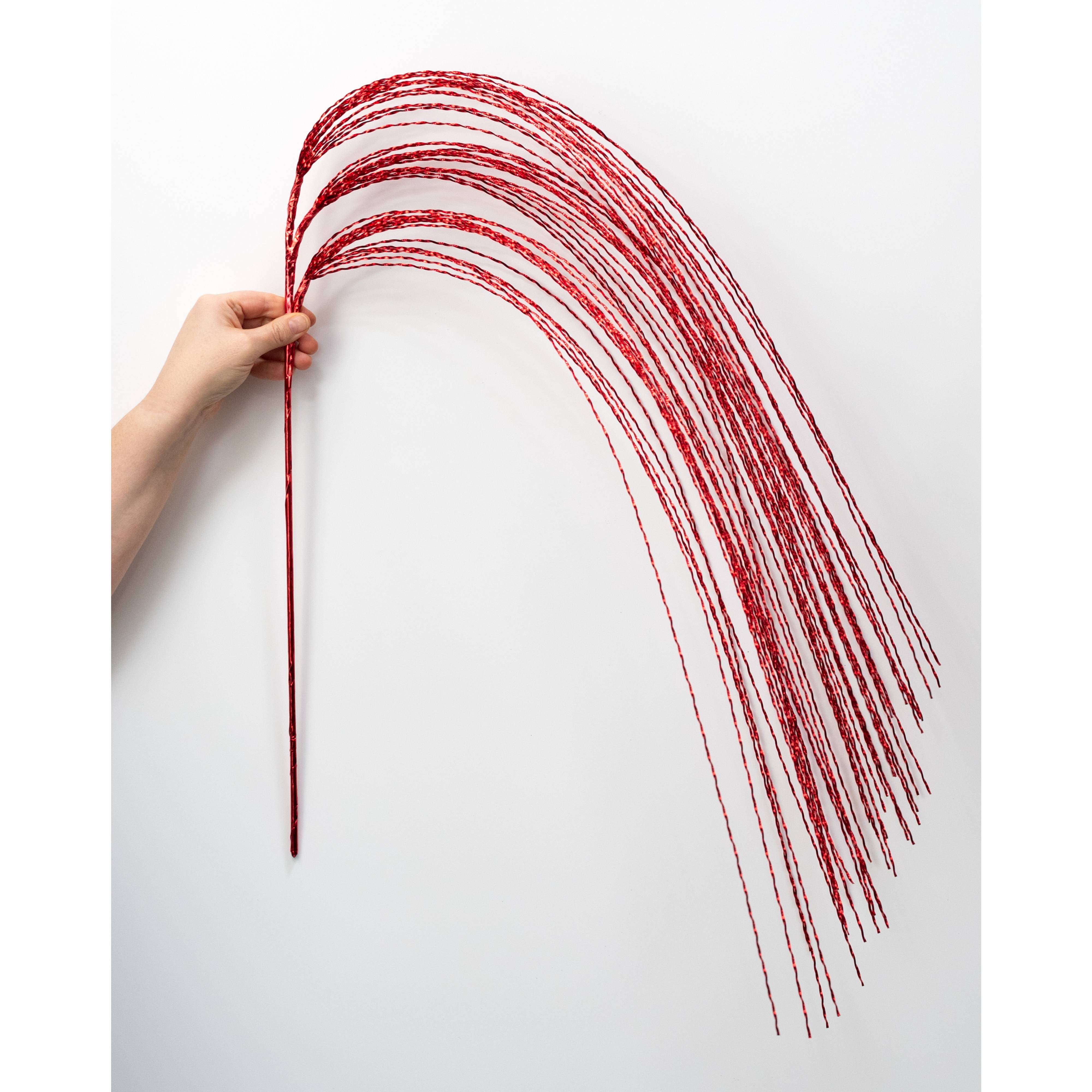 48" Metallic Twisted Grass Spray: Red detail photo 3