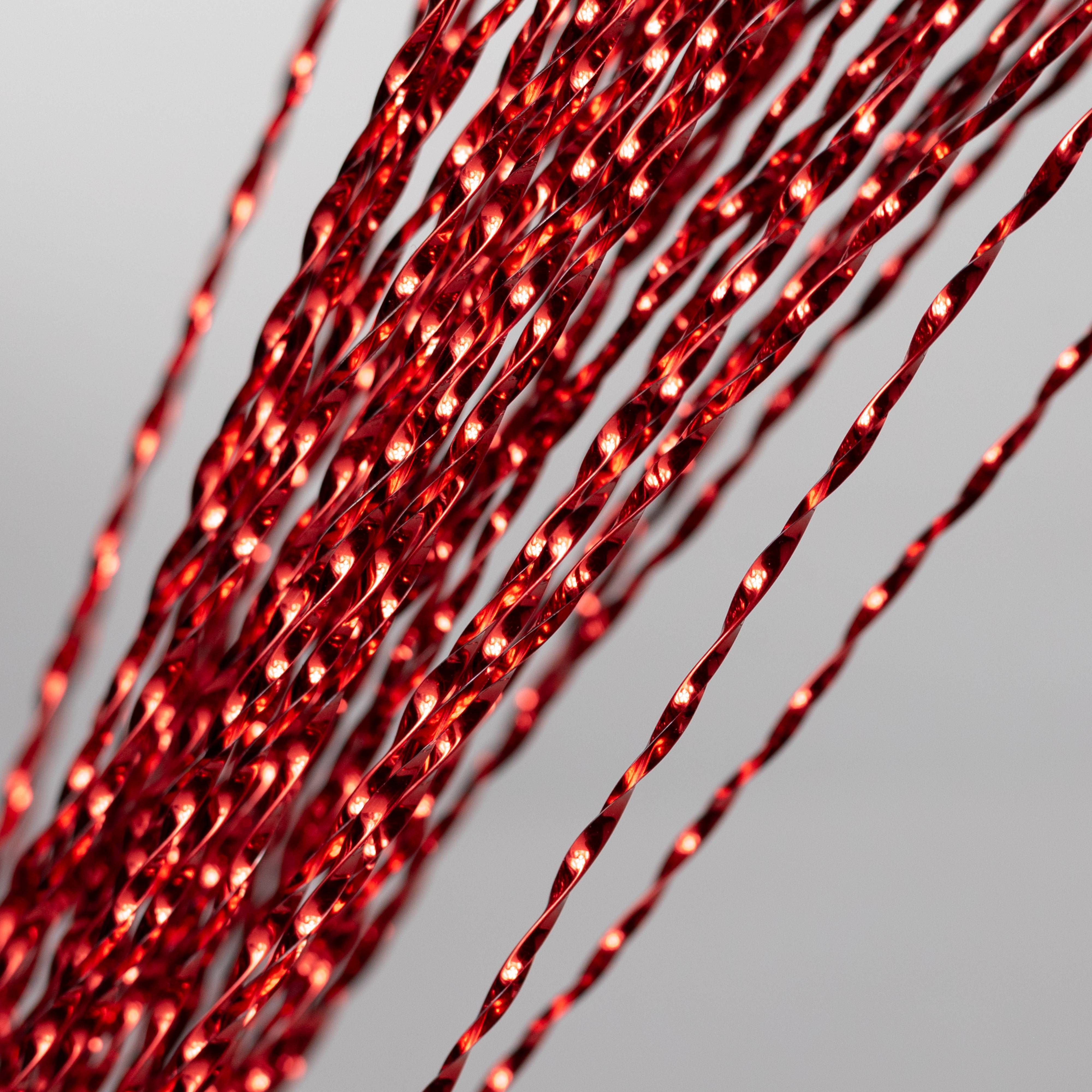 48" Metallic Twisted Grass Spray: Red detail photo 4