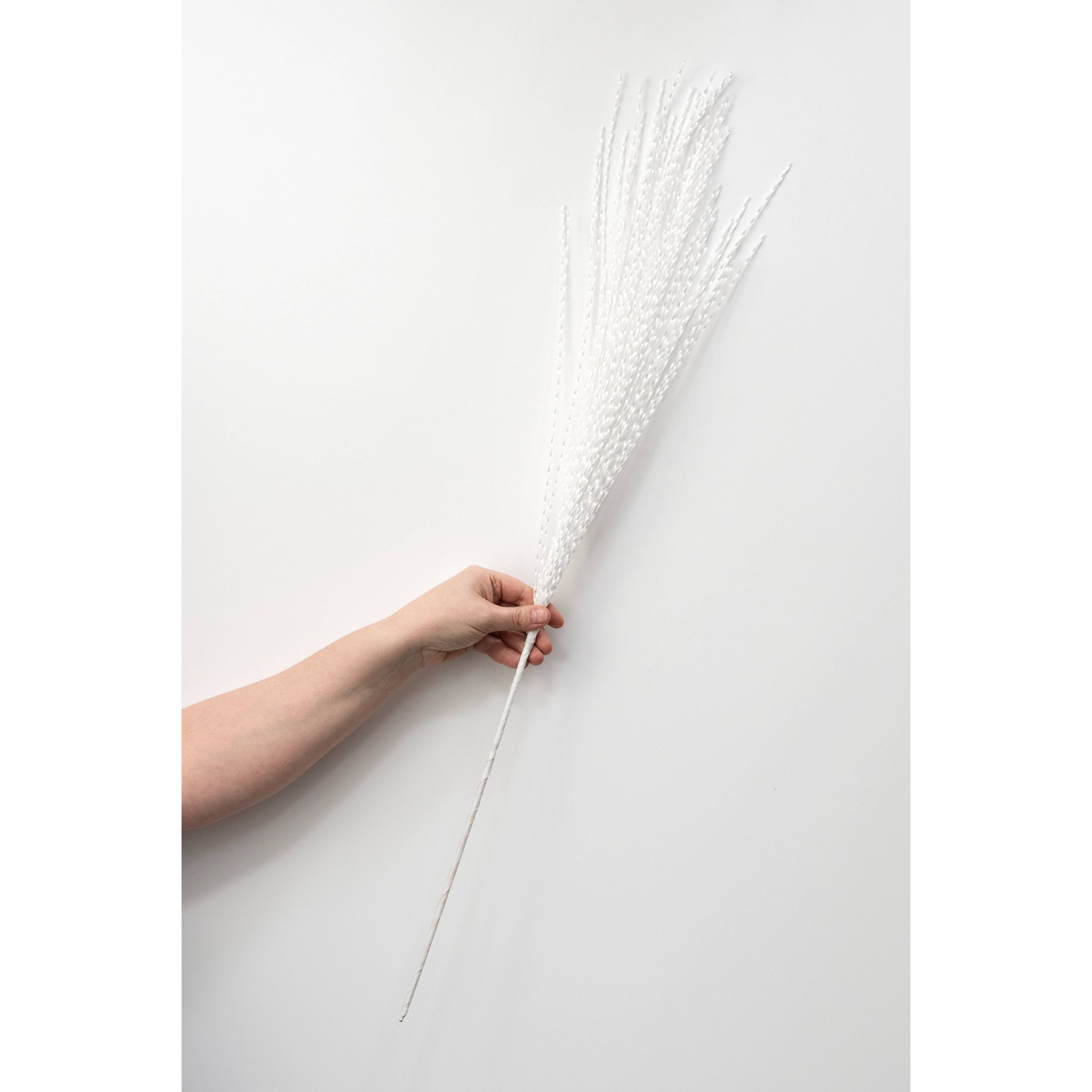 32" Metallic Twisted Grass Spray: White detail photo 3