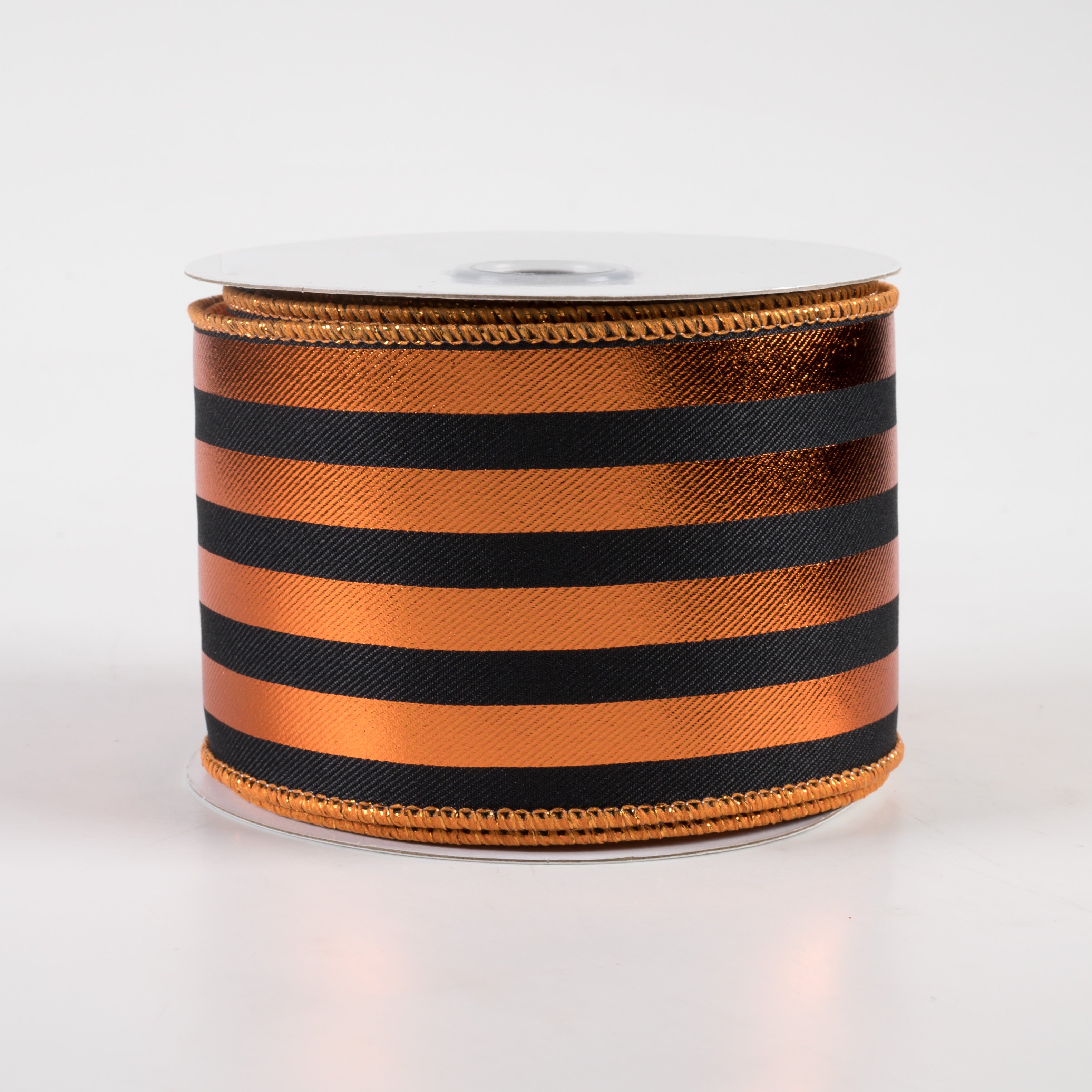 2.5" Metallic Vertical Stripes Ribbon: Black & Copper (10 Yards)