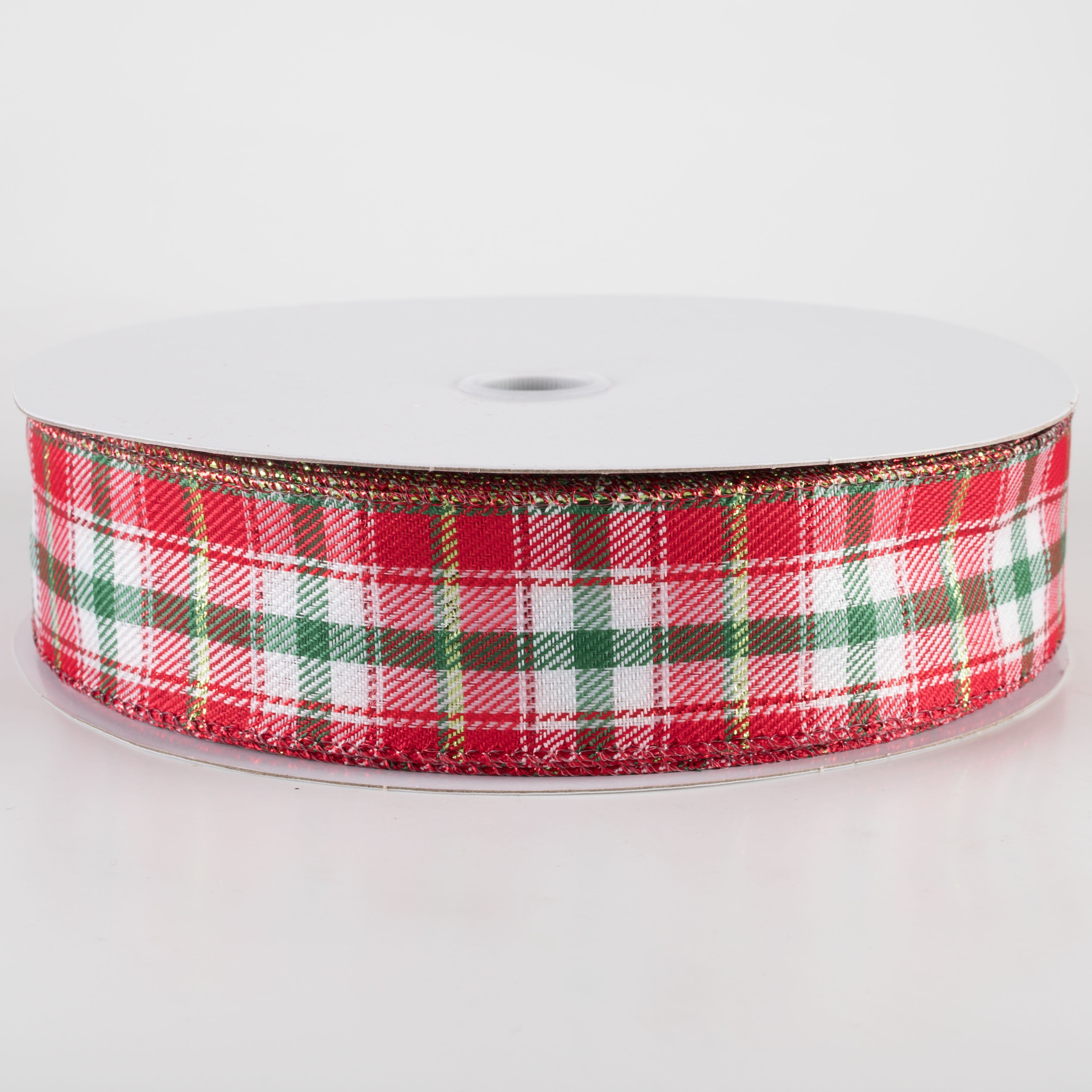 1.5" Metallic Winston Plaid Ribbon: Red, Emerald & Lime (50 Yards) Item Number: 871-09-420