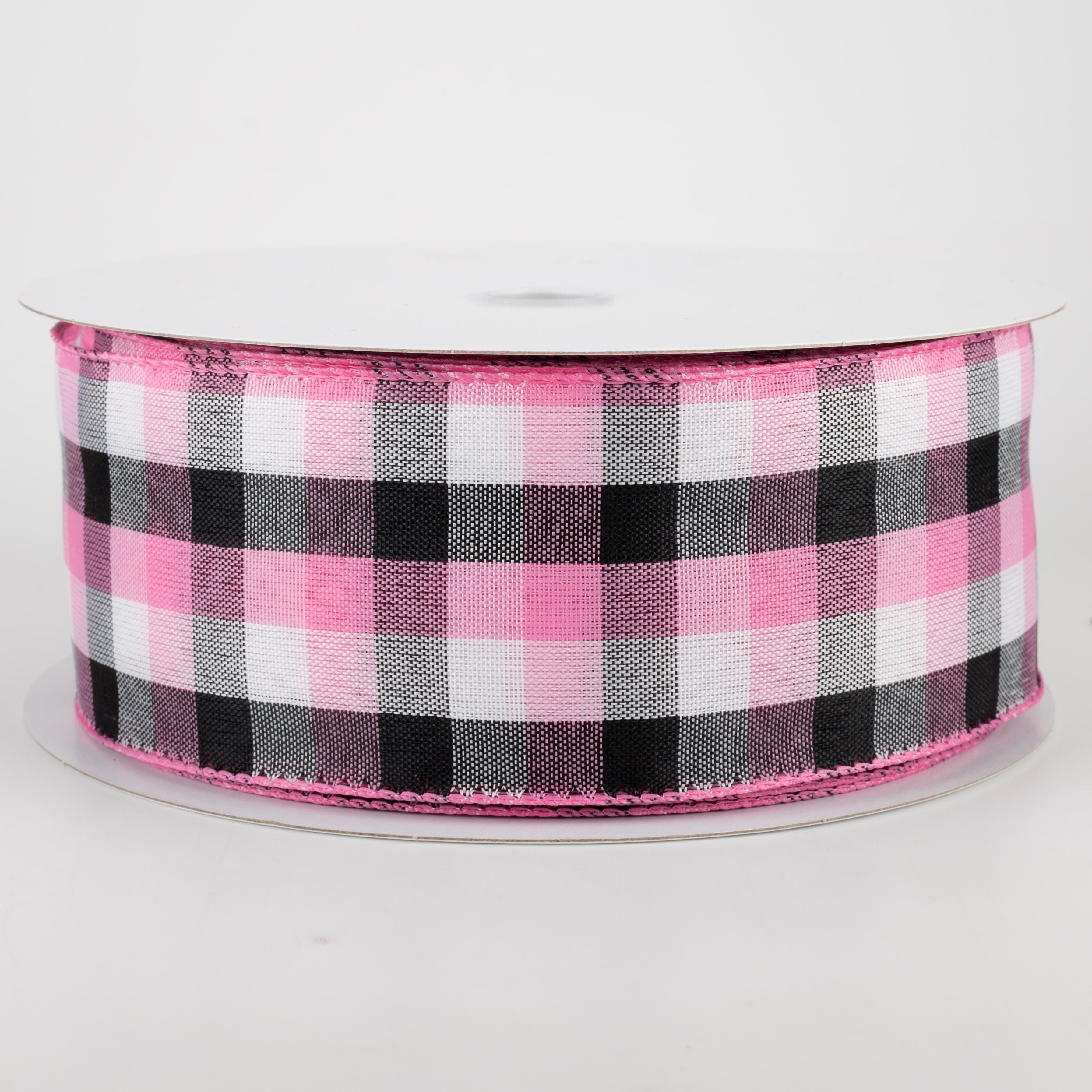 2.5" Milos Check Ribbon: Pink, Black, White (50 Yards)