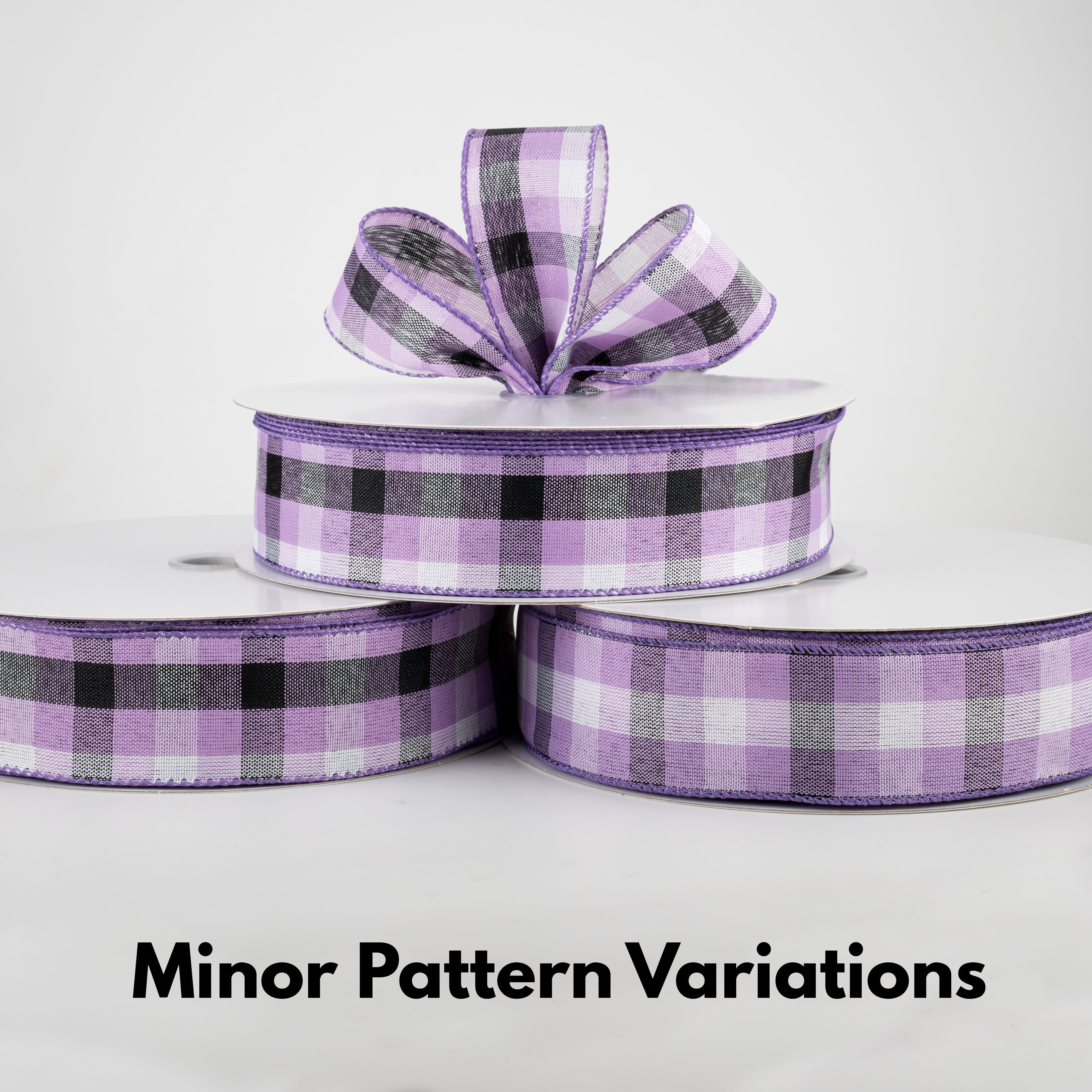 1.5" Milos Check Ribbon: Purple, Black, White (50 Yards) Lifestyle Photo