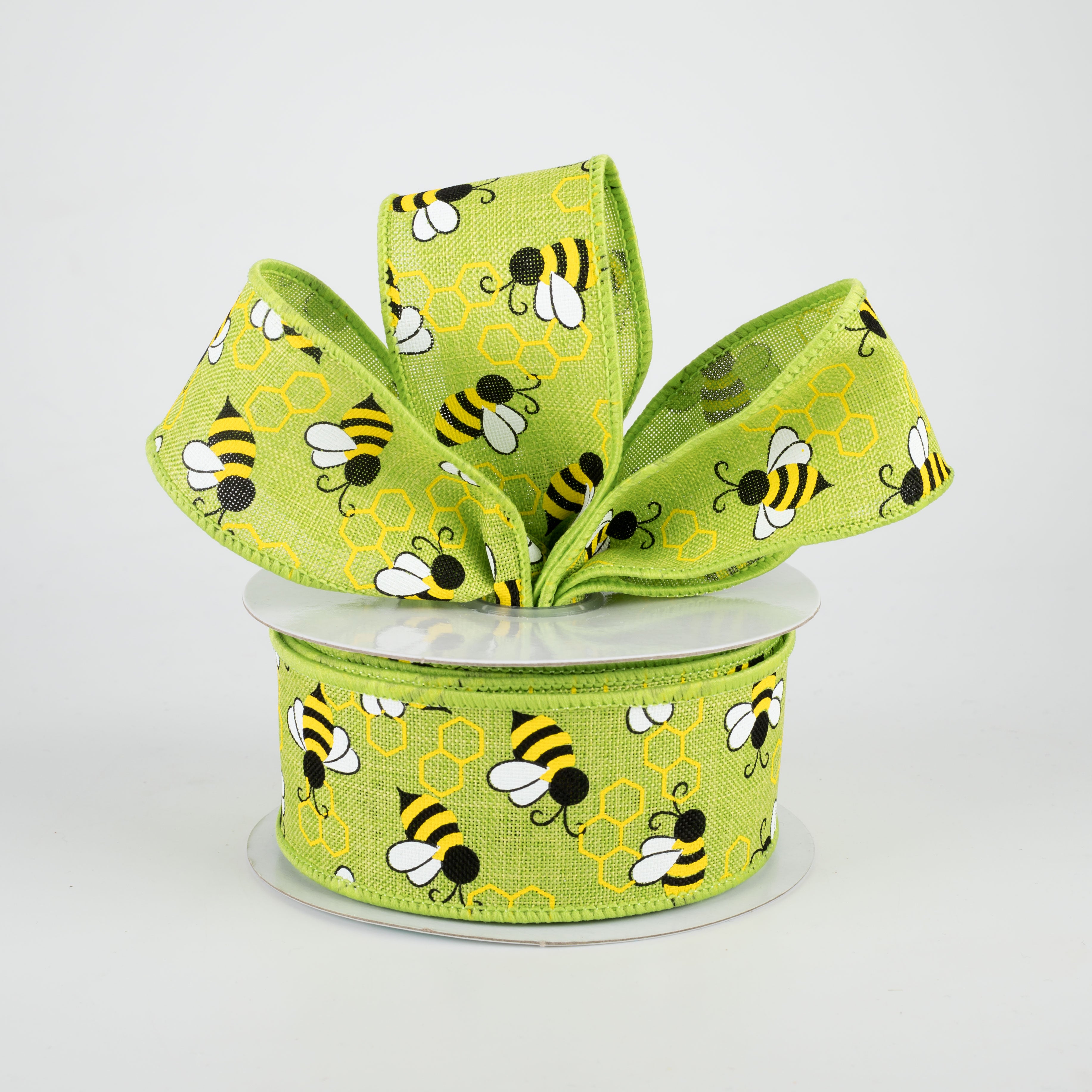 1.5" Mini Bumblebees Ribbon: Lime (10 Yards) Lifestyle Photo