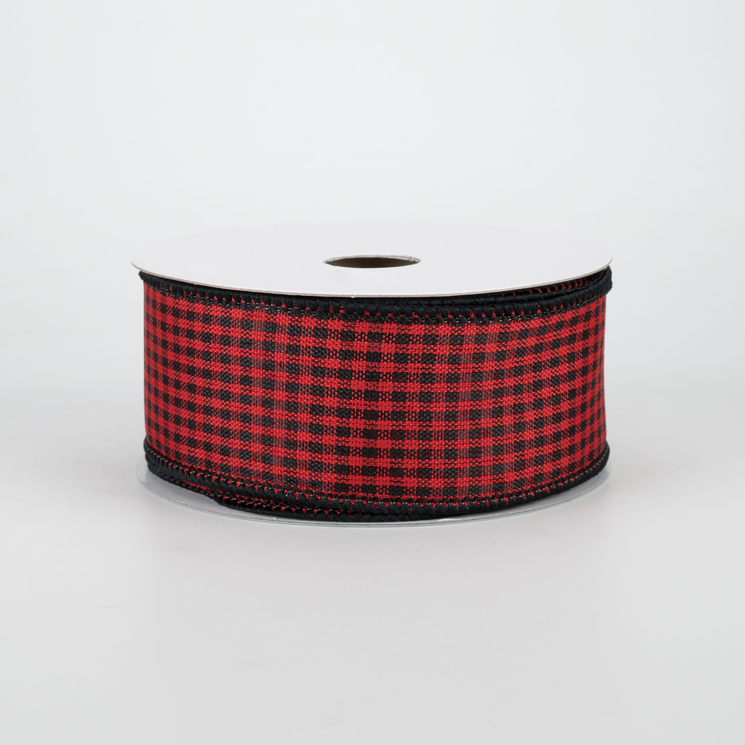 1.5" Mini Gingham Check Ribbon: Red & Black (10 Yards)