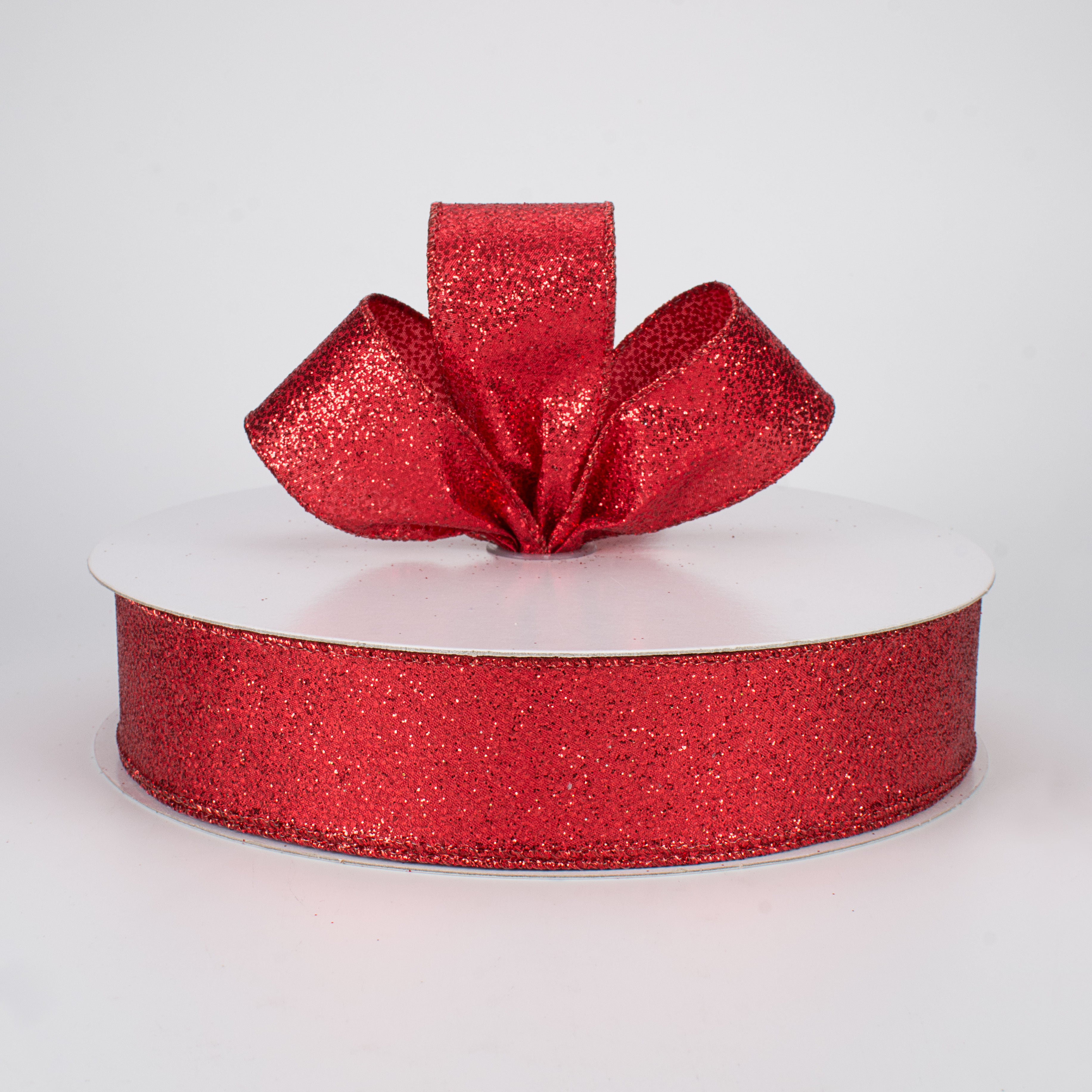 1.5" Mini Glitter Dots Ribbon: Red (50 Yards) Lifestyle Photo