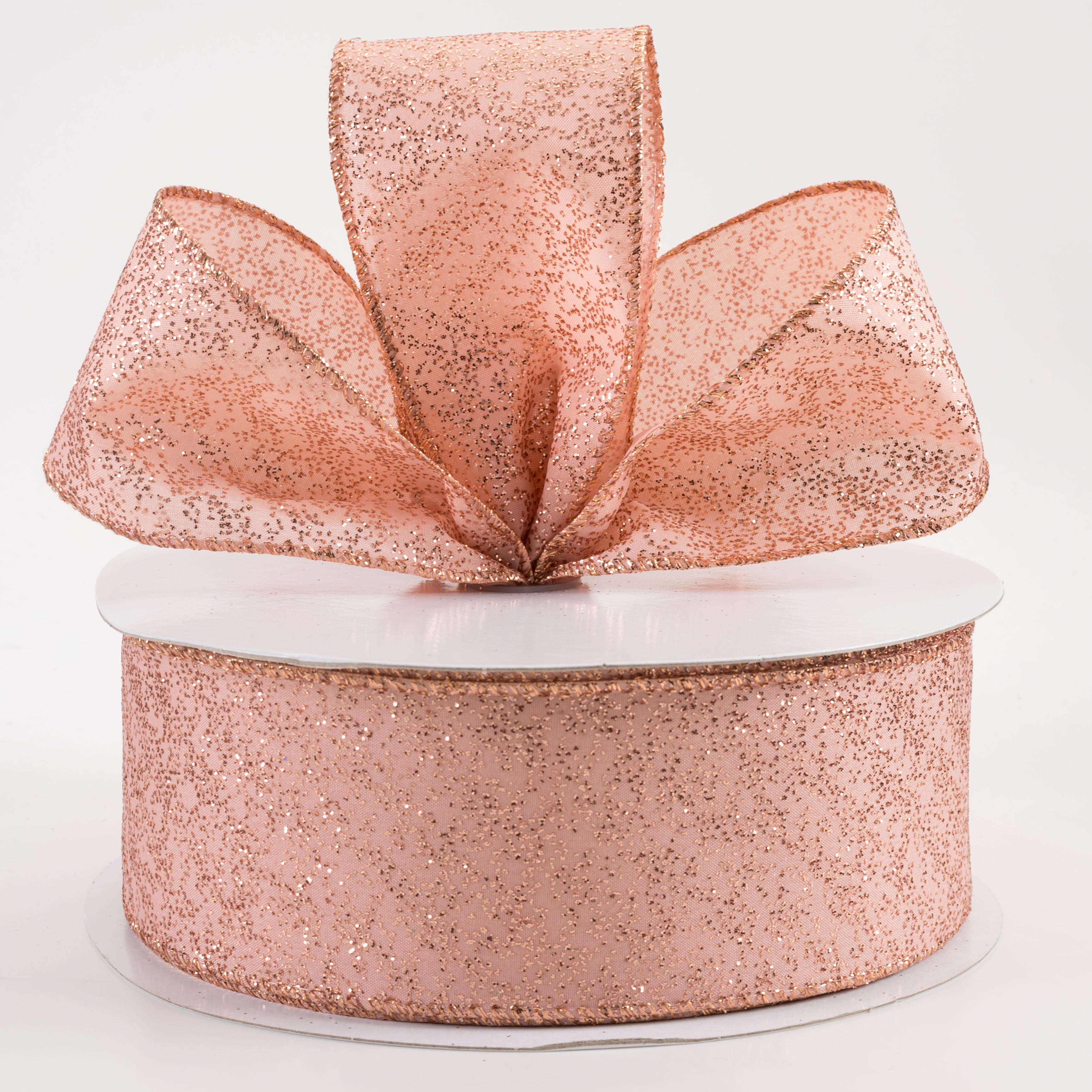 2.5" Mini Glitter Dots Ribbon: Rose Gold (50 Yards) Lifestyle Photo