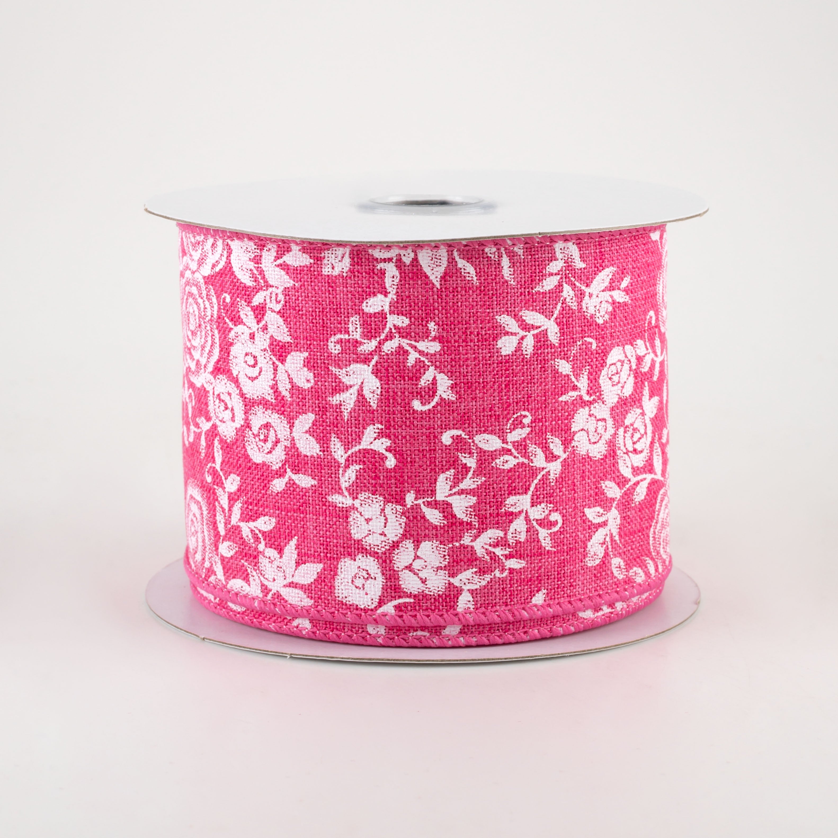 2.5" Mini Roses Ribbon: Hot Pink (10 Yards)