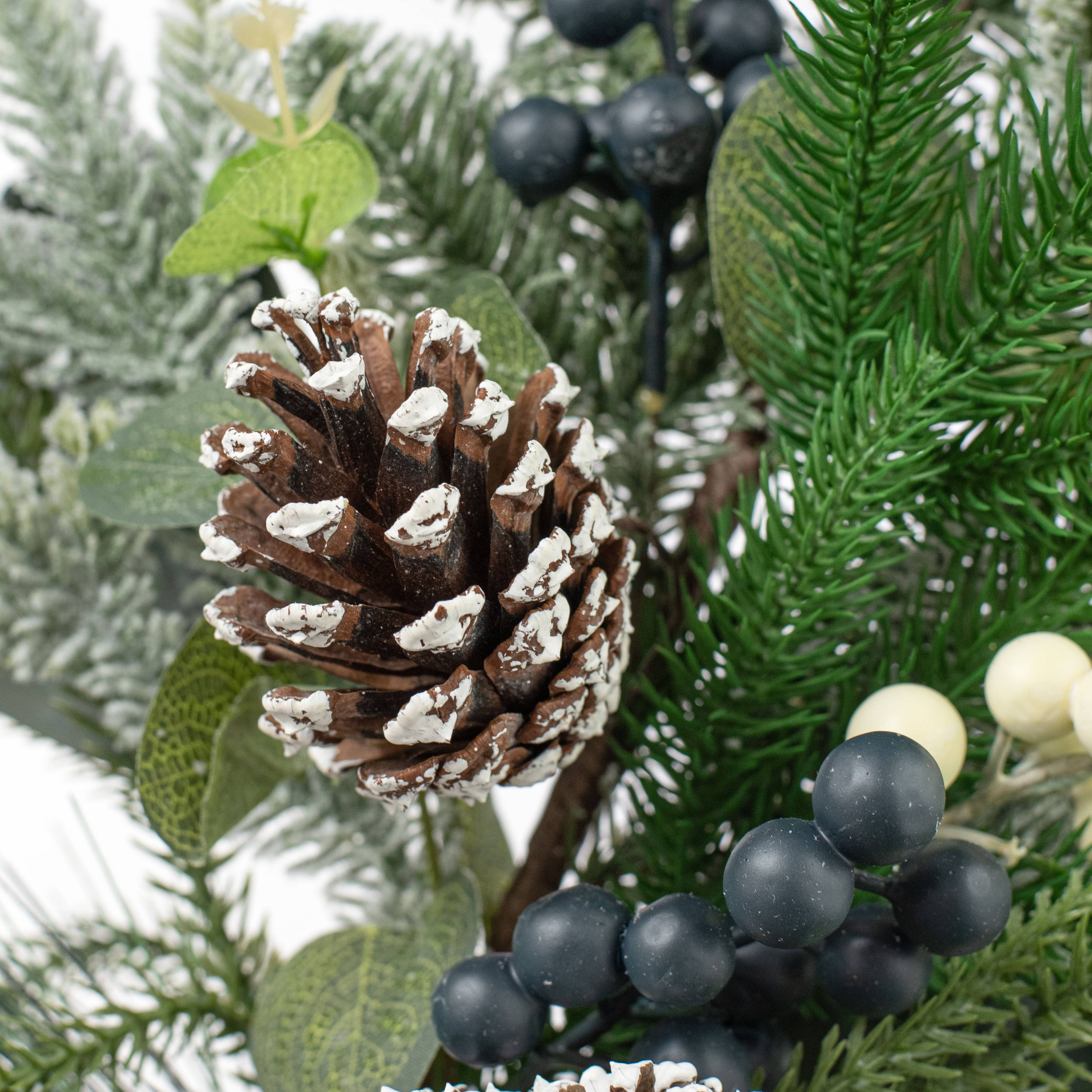 30" Mixed Pine, Berries & Pinecone Spray Lifestyle Photo