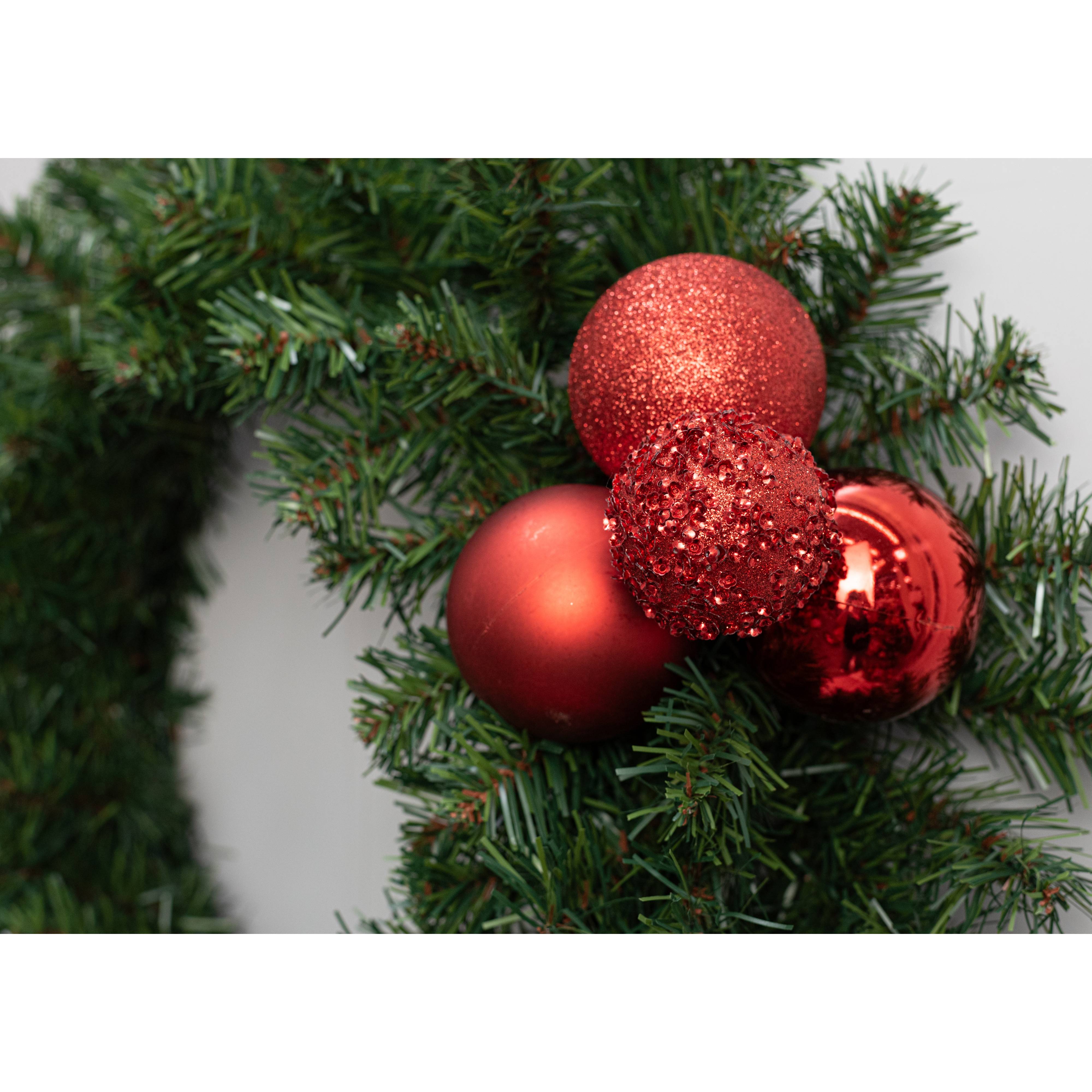 60-80mm Ball Ornament Cluster Ties: Metalli, Sequin & Glitter Red detail photo 3