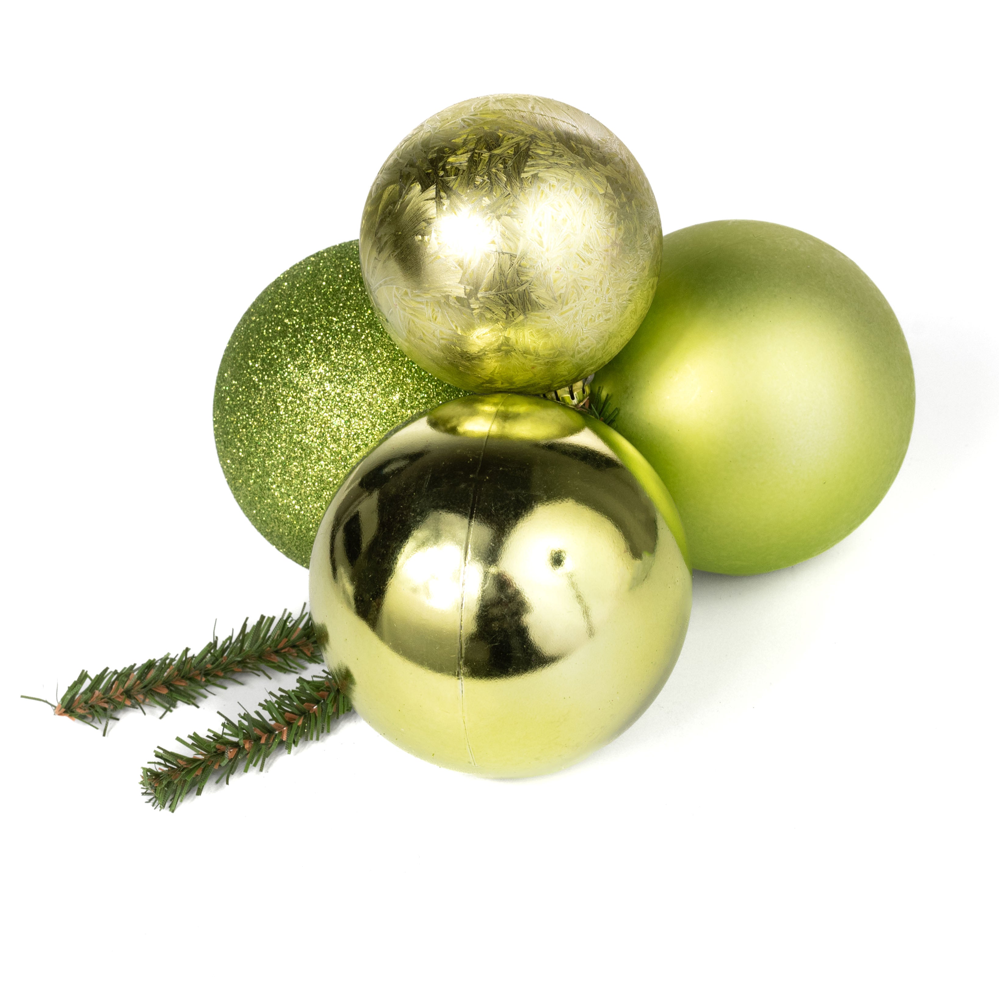 80-100mm Ball Ornament Cluster Ties: Metallic & Glitter Lime Green Item Number: XP355669