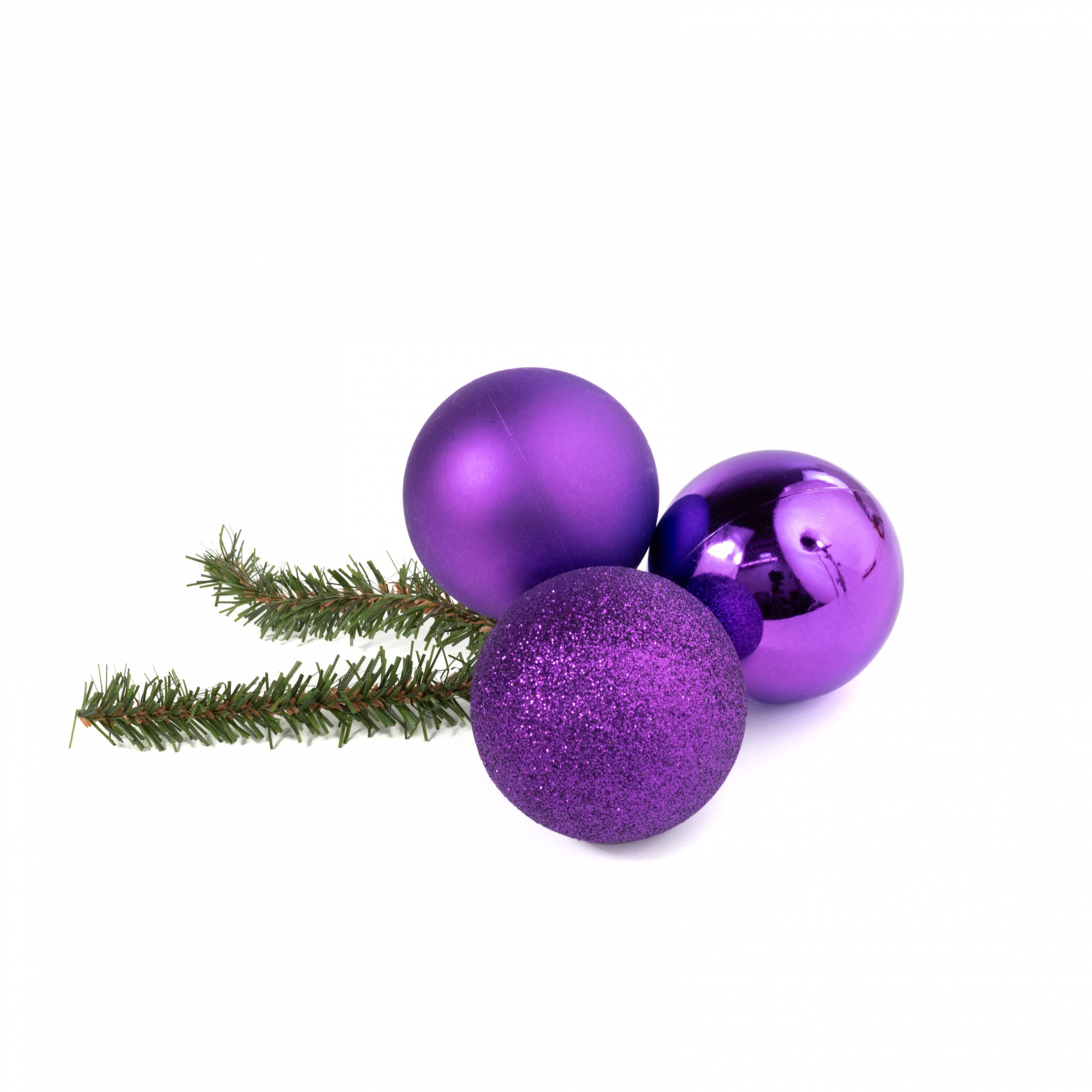 60mm Ball Ornament Cluster Ties: Metallic & Glitter Purple Item Number: XP355223