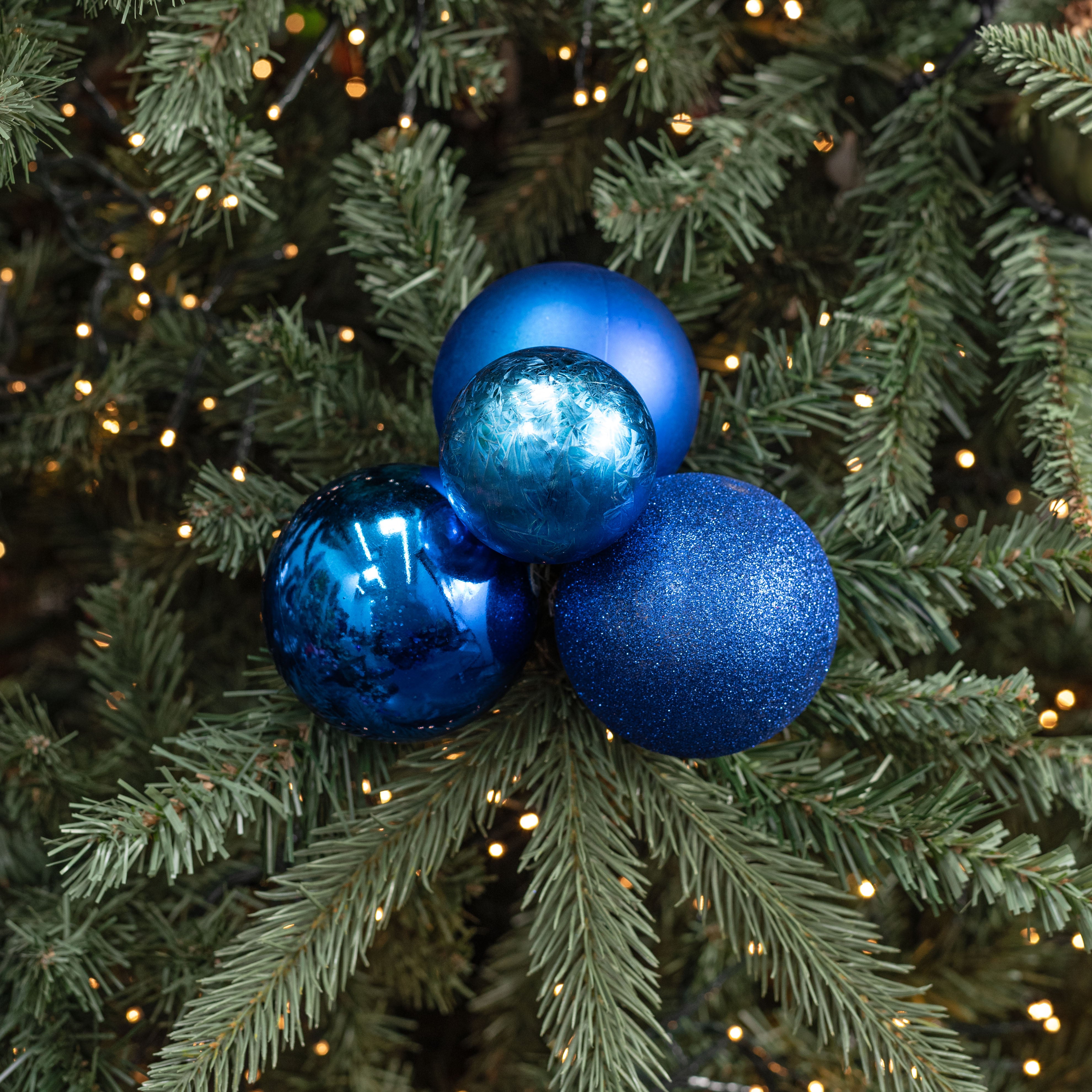 60-80mm Ball Ornament Cluster Ties: Metallic & Glitter Royal Blue Lifestyle Photo