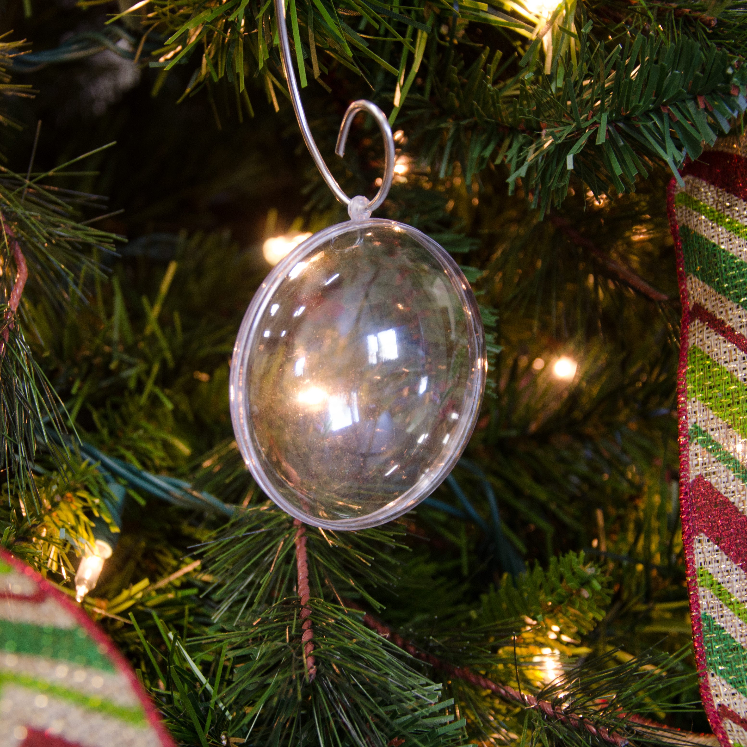 70MM Clear Fillable Oval Flat Ball Ornament: Set of 12 detail photo 5