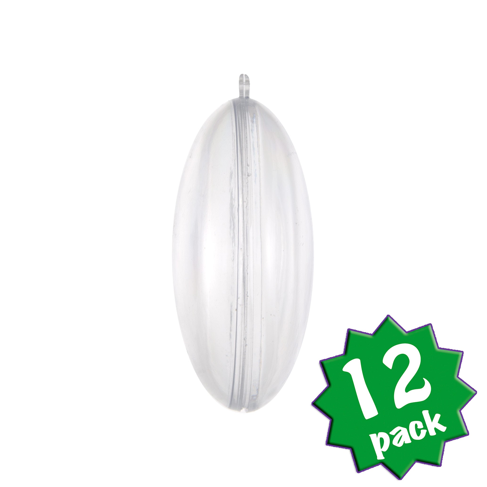 70MM Clear Fillable Oval Flat Ball Ornament: Set of 12 Item Number: 3633-CLEAR