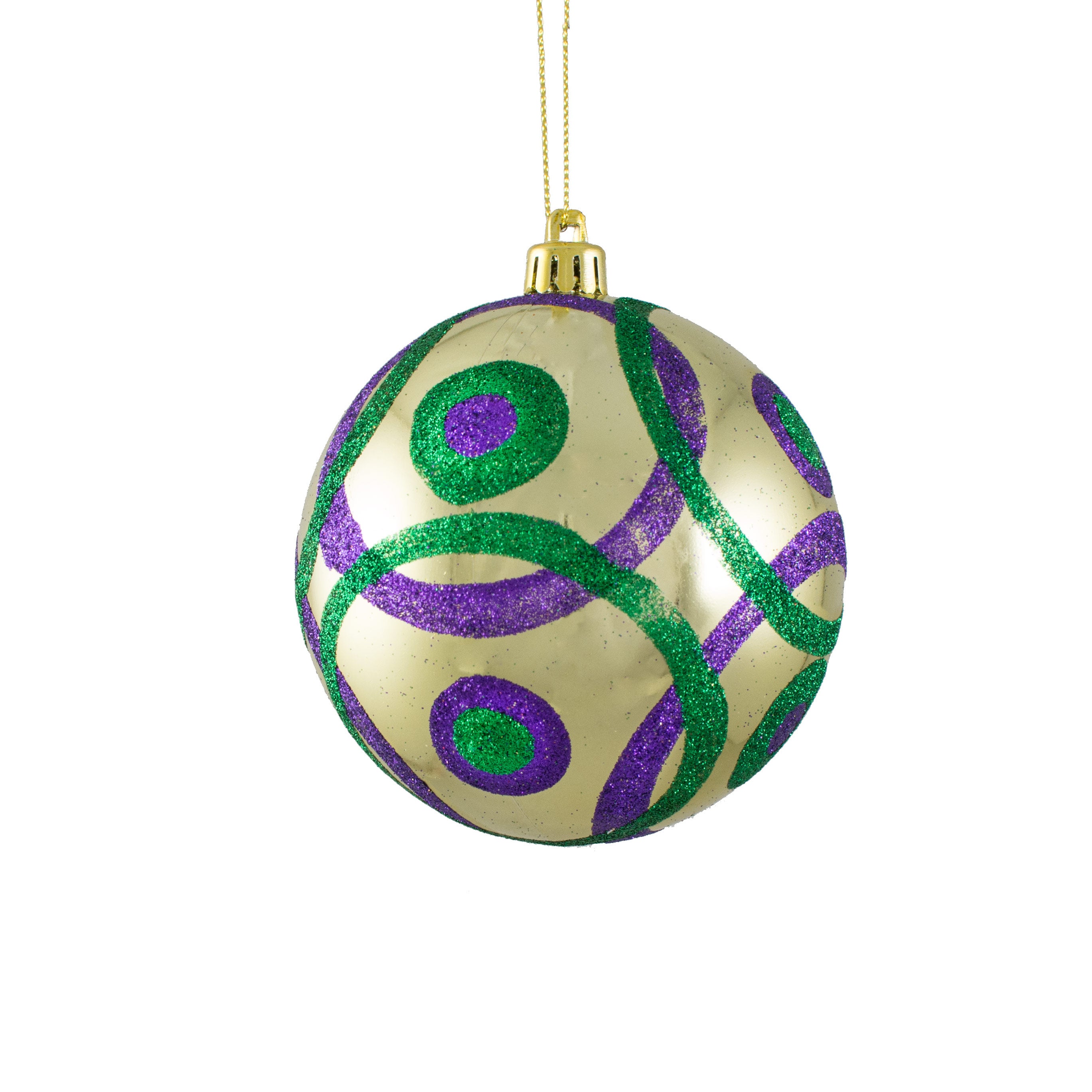 100MM Glitter Circles Ball Ornament: Mardi Gras Item Number: XH935558