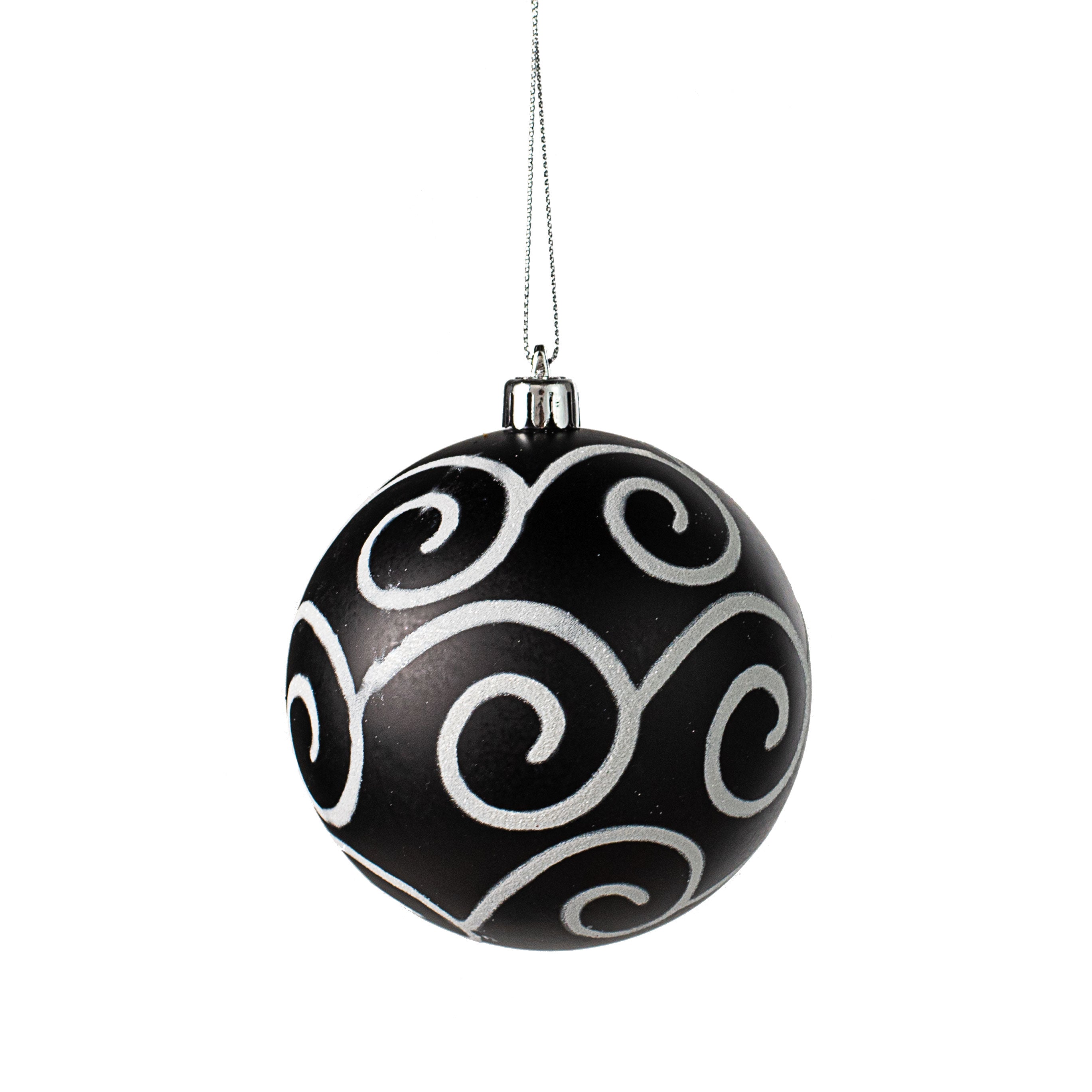 100MM Glitter Scroll Swirl Ball: Matte Black & White Item Number: XY8841TX
