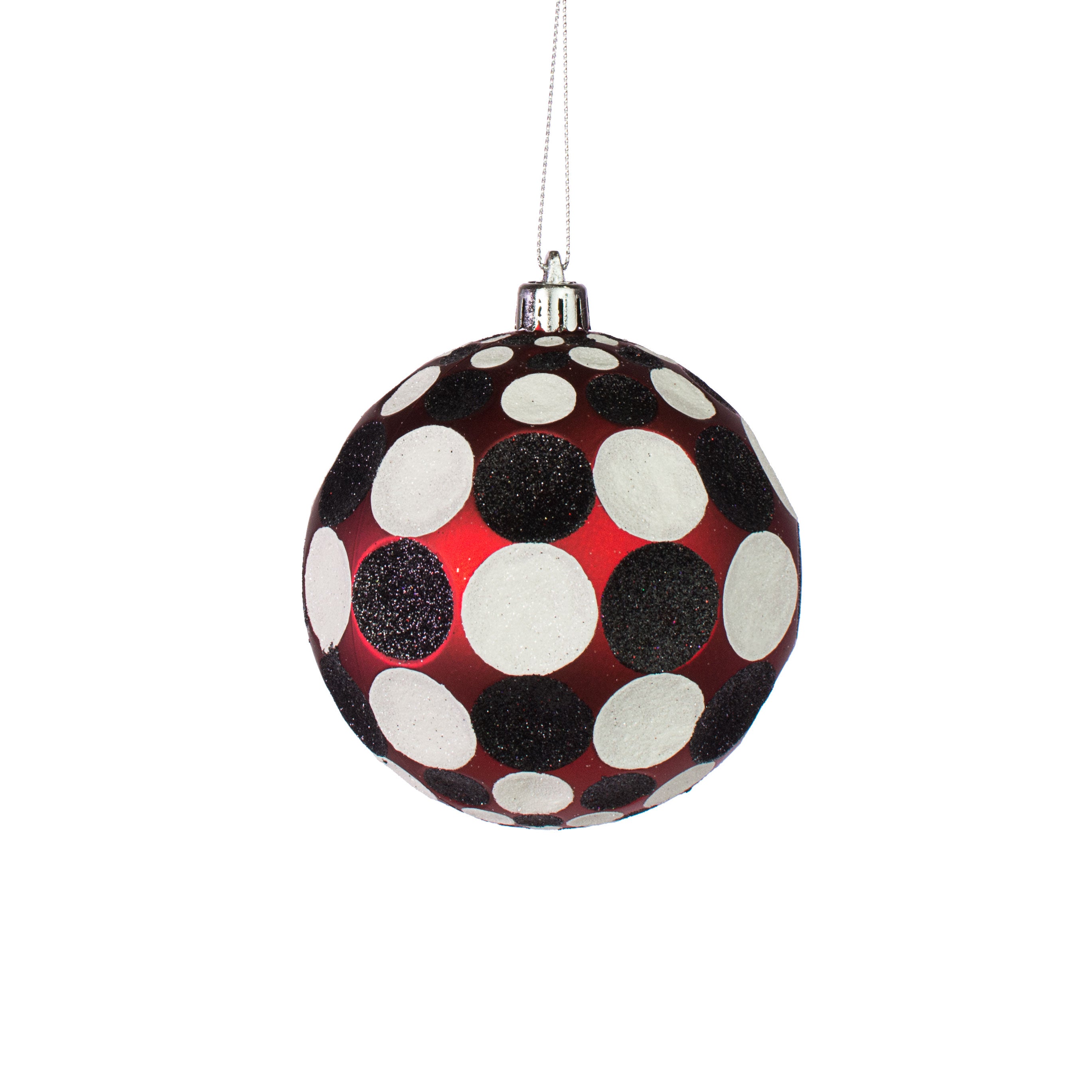 100MM Indent Dot Ball Ornament: Red, White, Black Item Number: XY8015A1