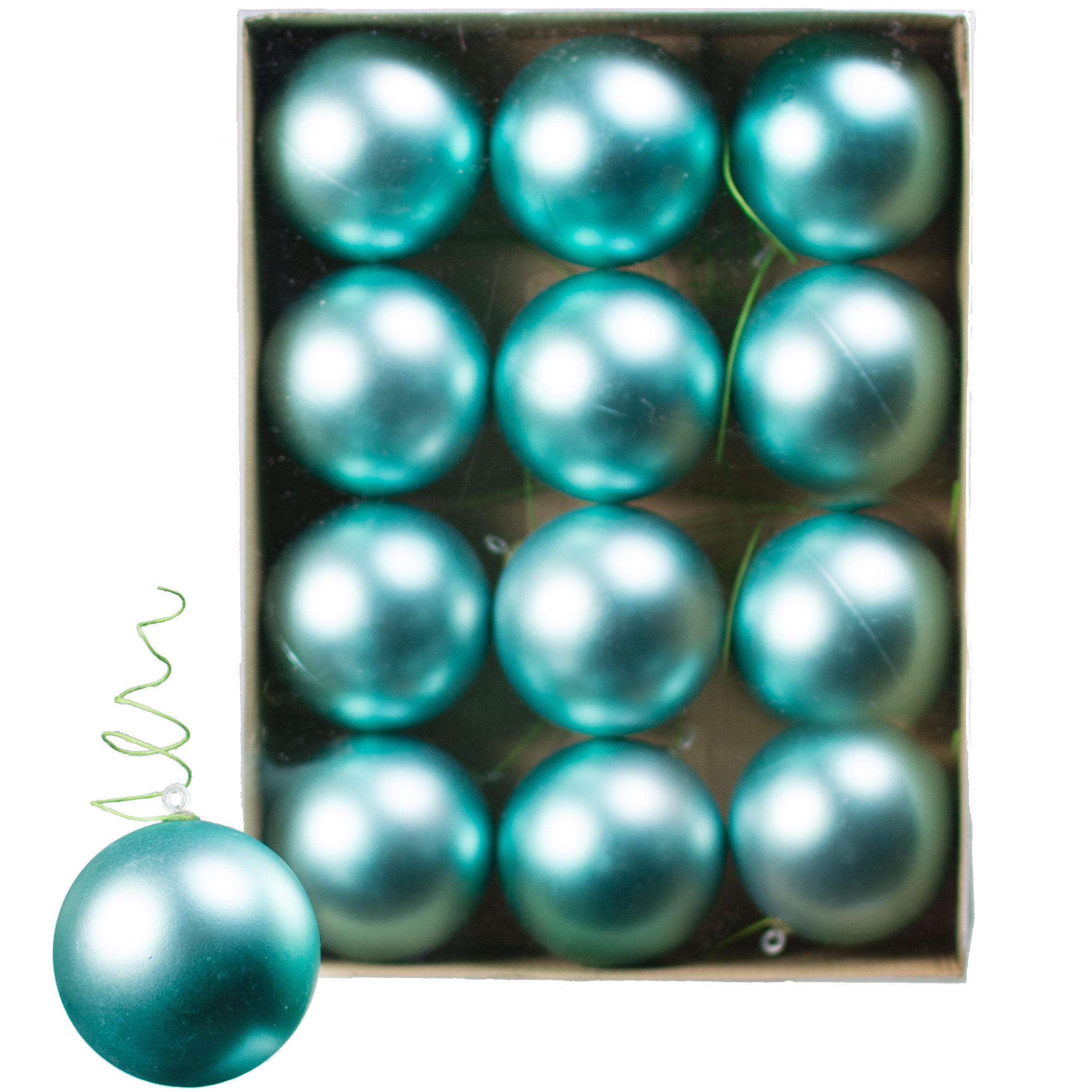 70MM Matte Ball Ornament On Wire: Light Turquoise (12) Item Number: XH8319HE
