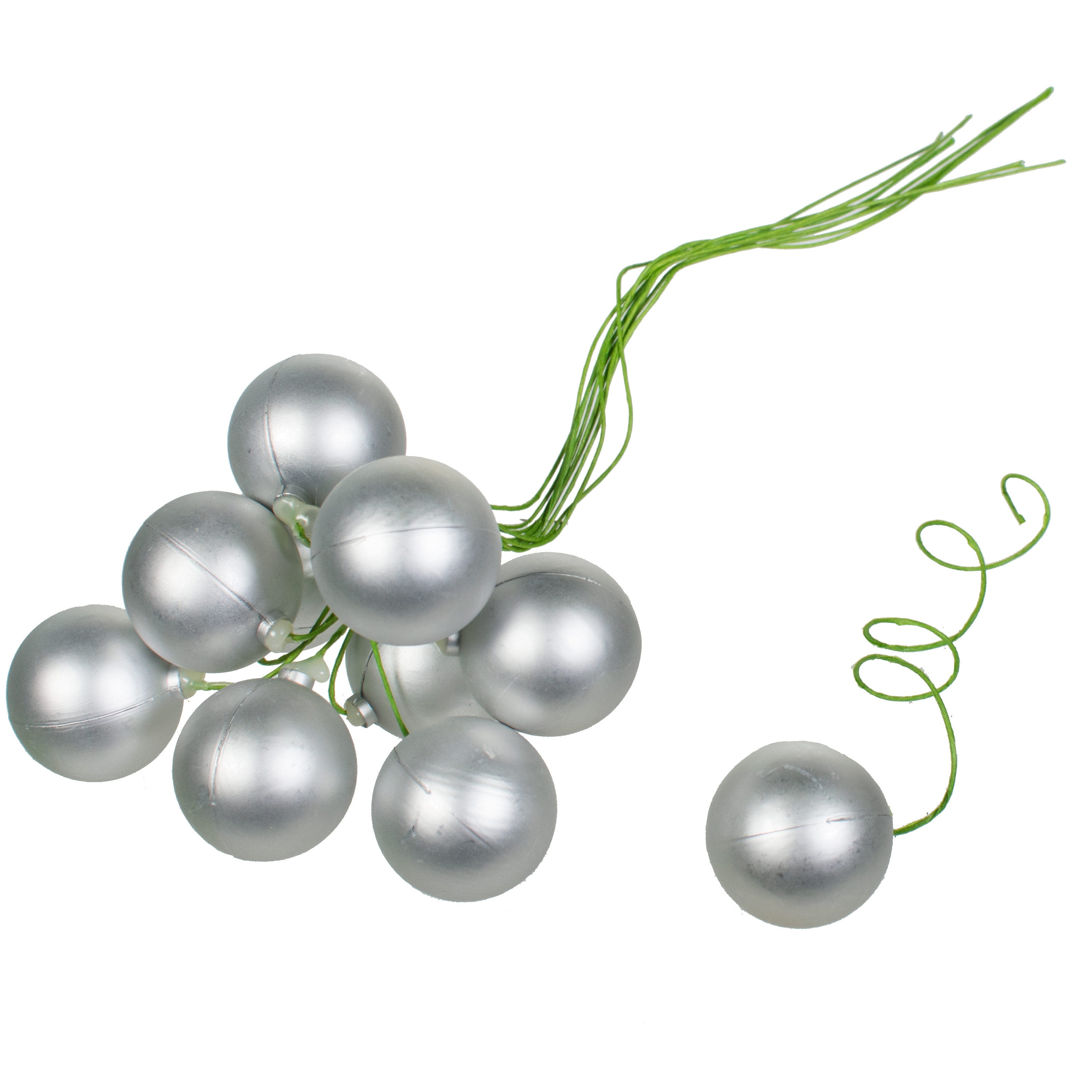 30MM Matte Ball Ornament On Wire: Silver (72) detail photo 3