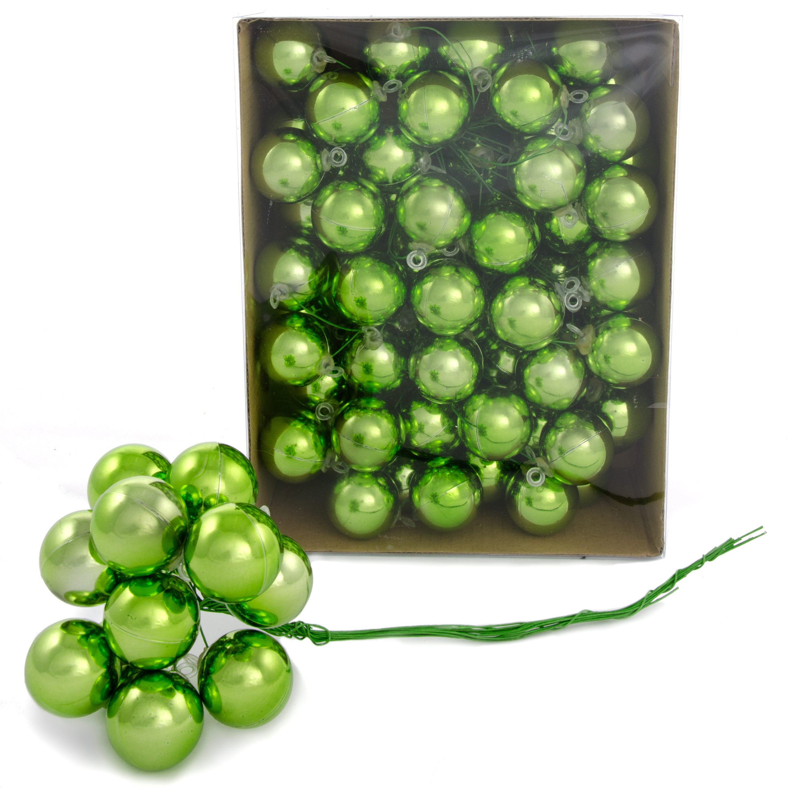 30MM Metallic Ball Ornament On Wire: Lime Green (72) Item Number: XH821369