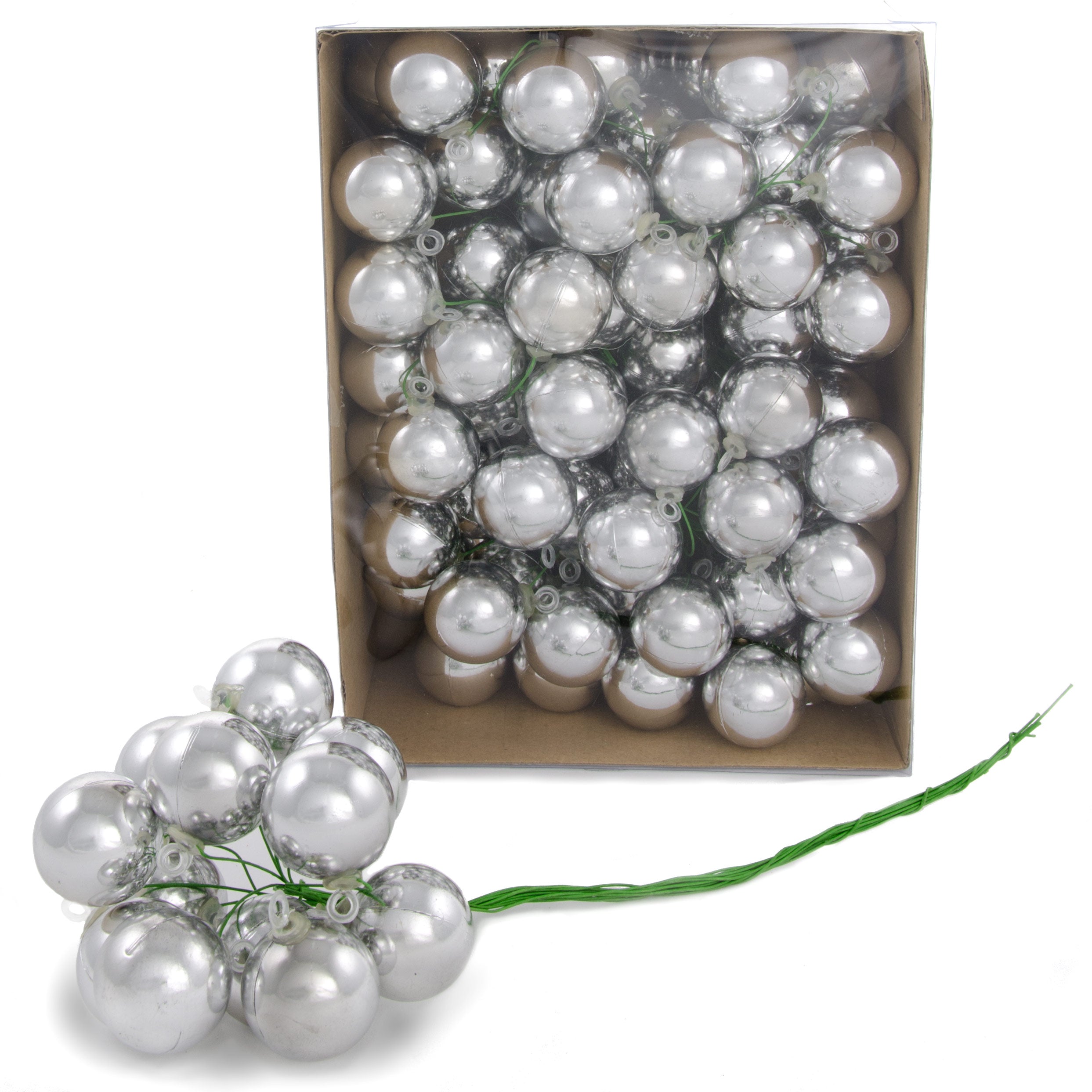 30MM Metallic Ball Ornament On Wire: Silver (72) Item Number: XH821326