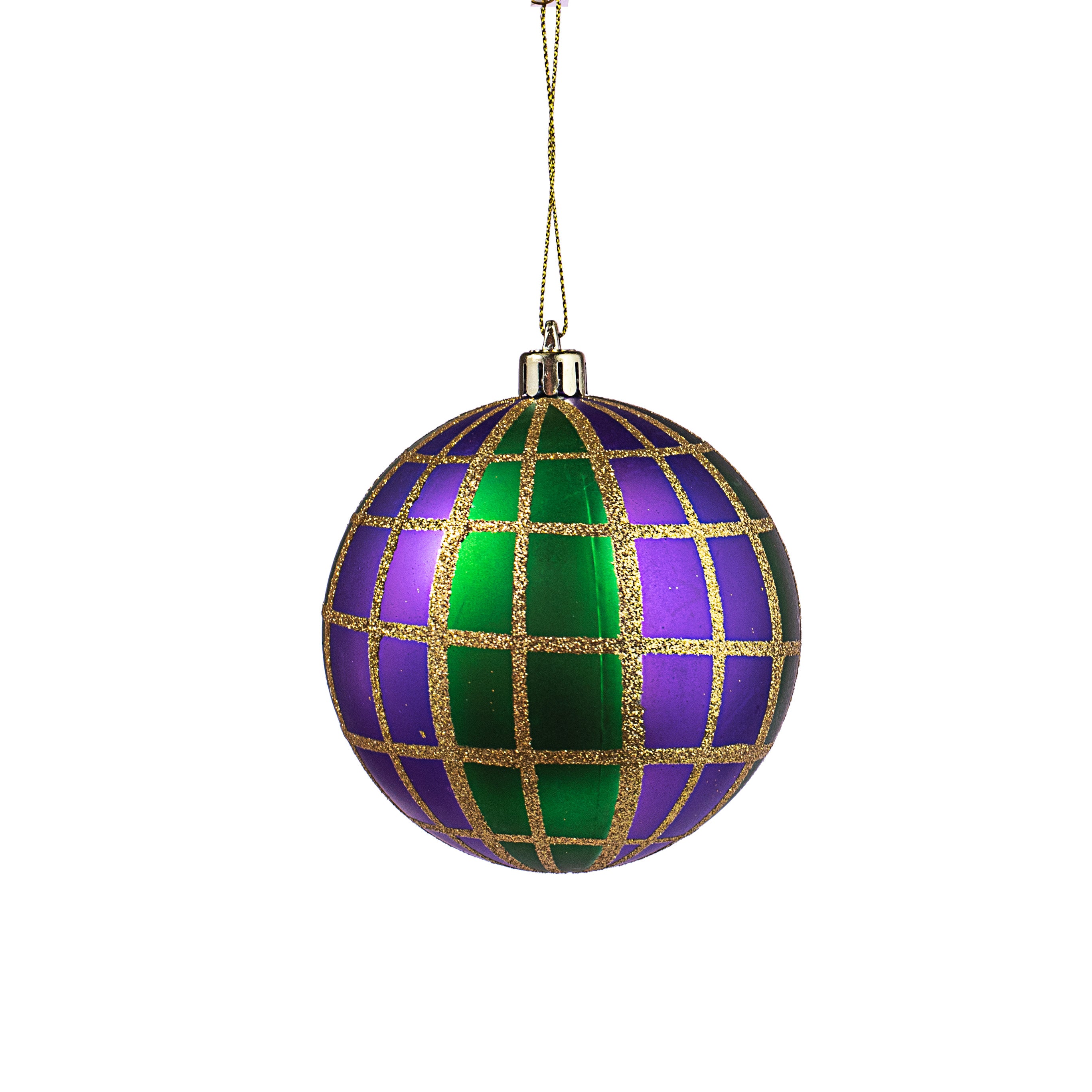 100MM Plaid Ball Ornament: Mardi Gras Item Number: XY853258