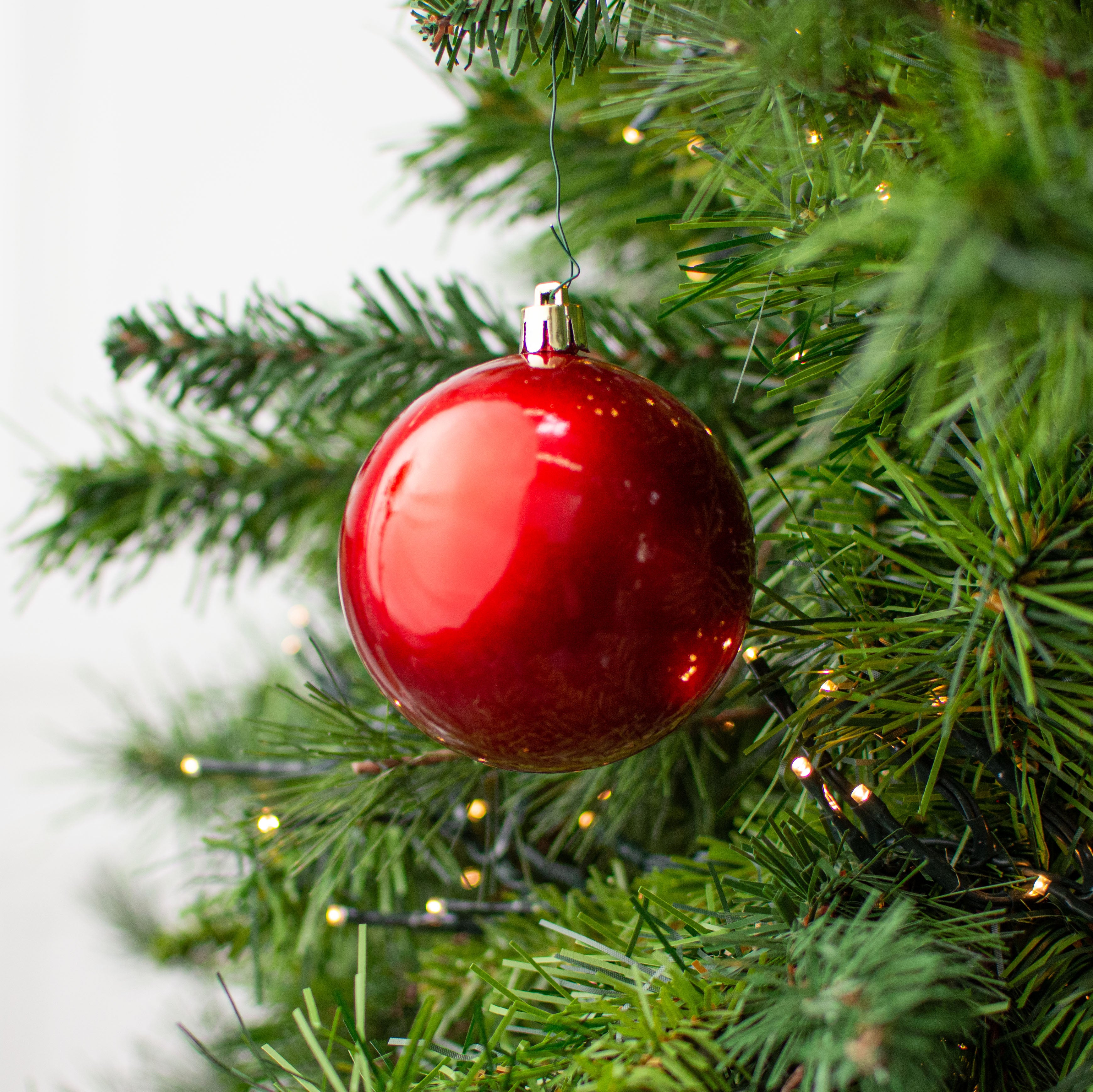 80MM Plastic Ball Ornament: Candy Apple Red (Set of 6) Lifestyle Photo