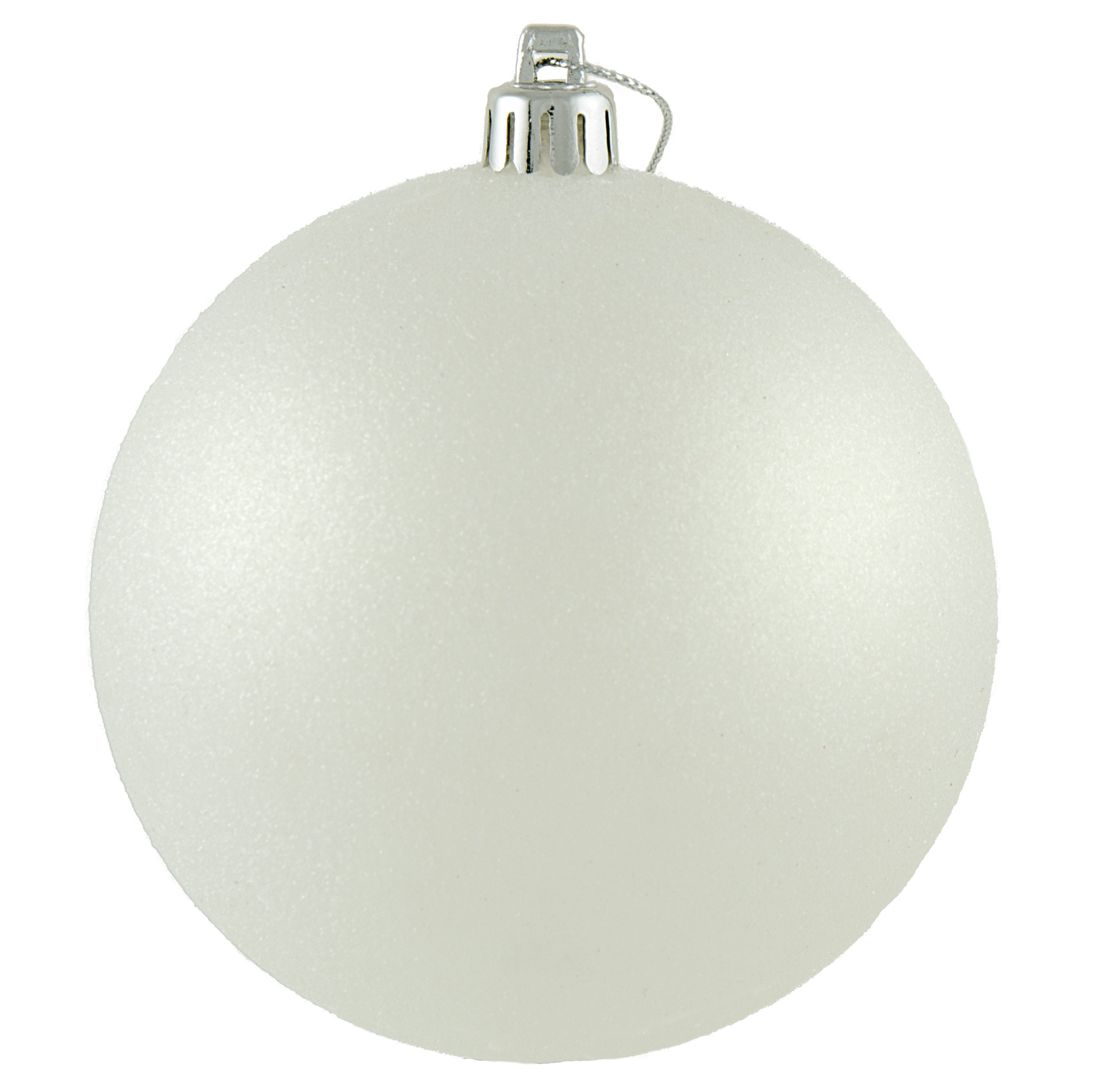 100MM Round Glitter Ball Ornament: Metallic White Item Number: XY203427