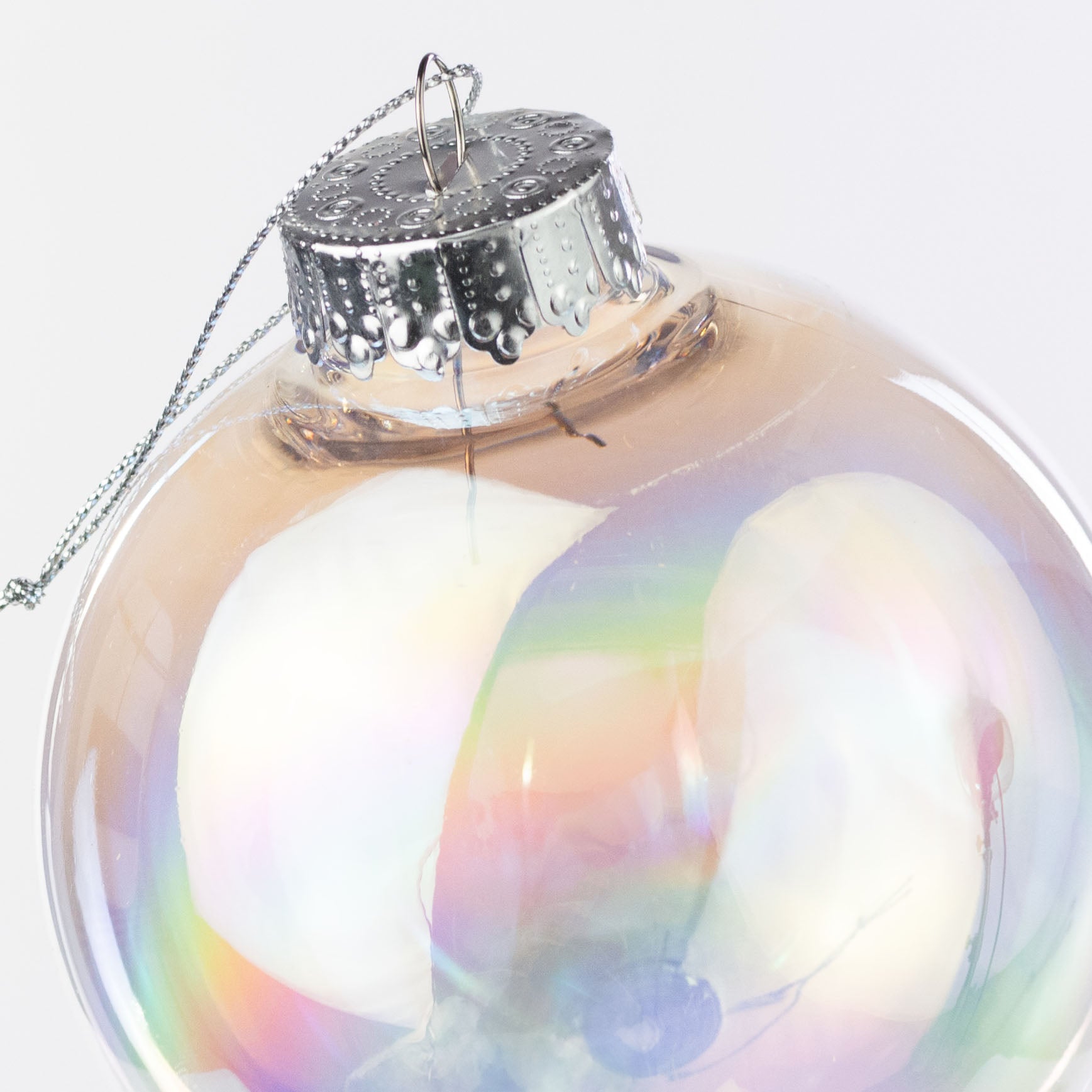 100mm Seamless Ball Ornament: Iridescent Clear Bubble detail photo 3