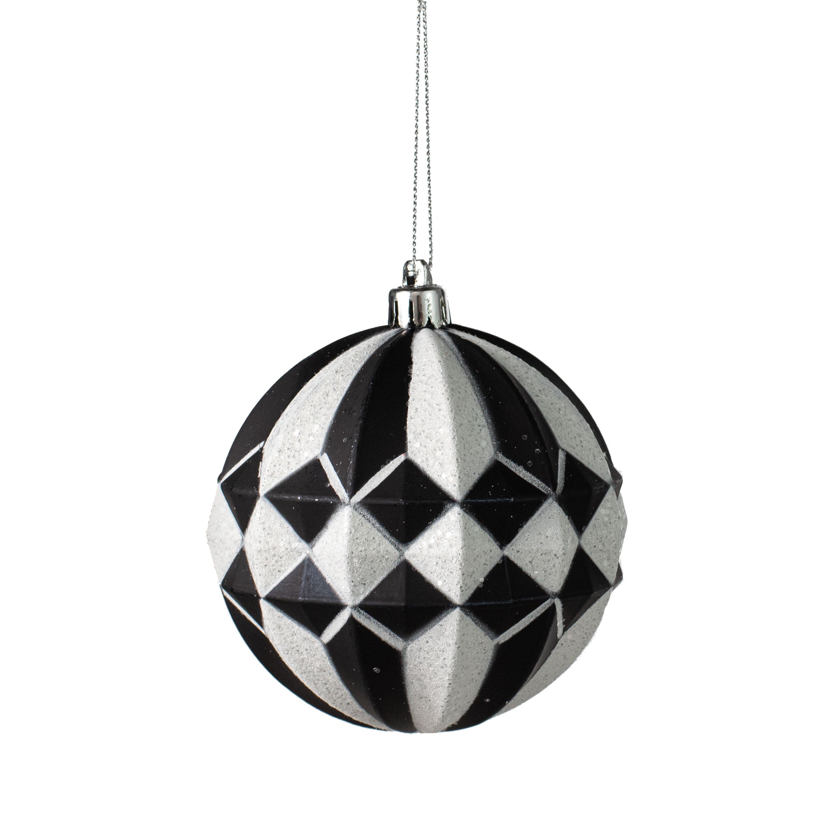100MM Stripe Diamond Ornament: Black & White Item Number: XY8905TX