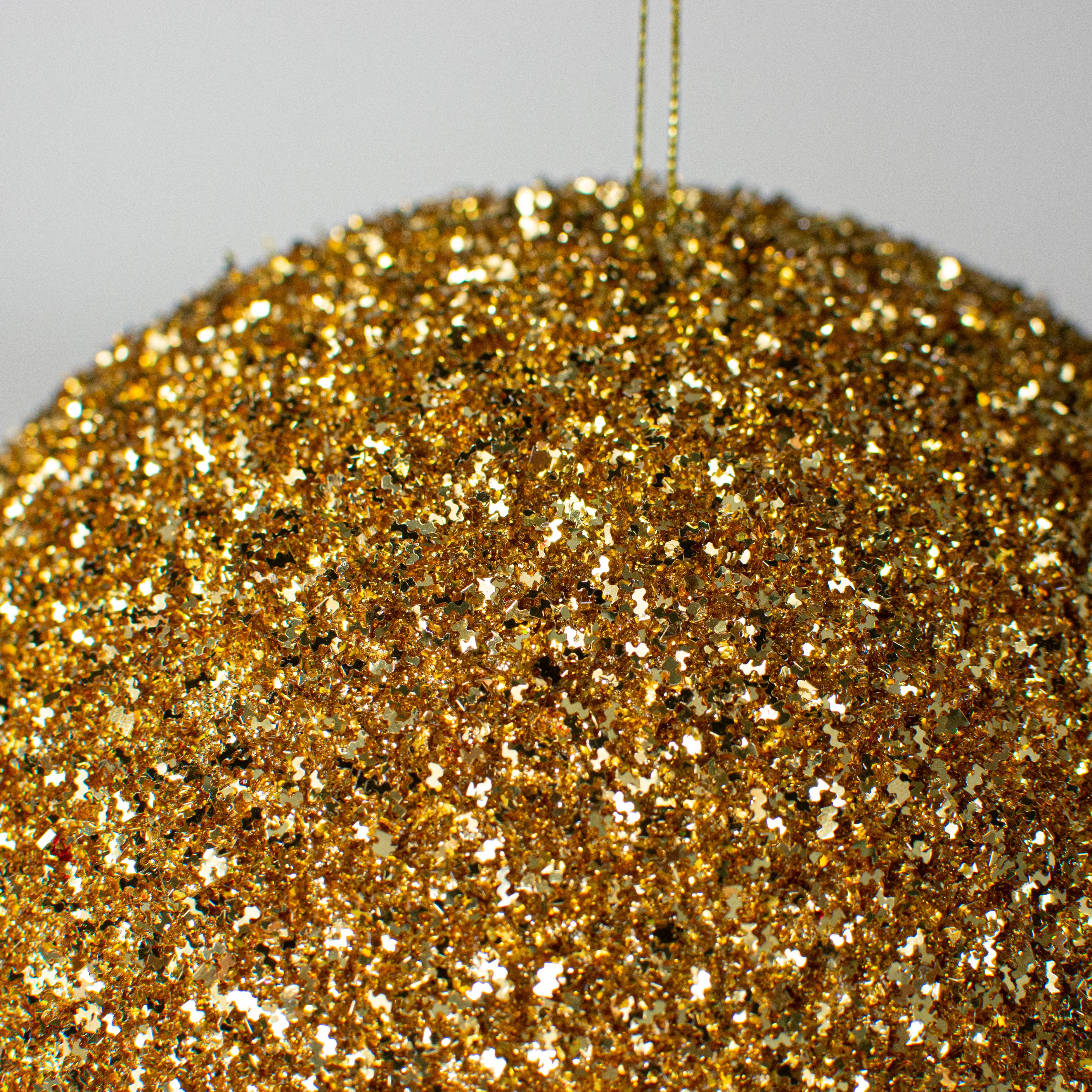 200MM Tinsel Glitter Ball Ornament: Gold detail photo 3