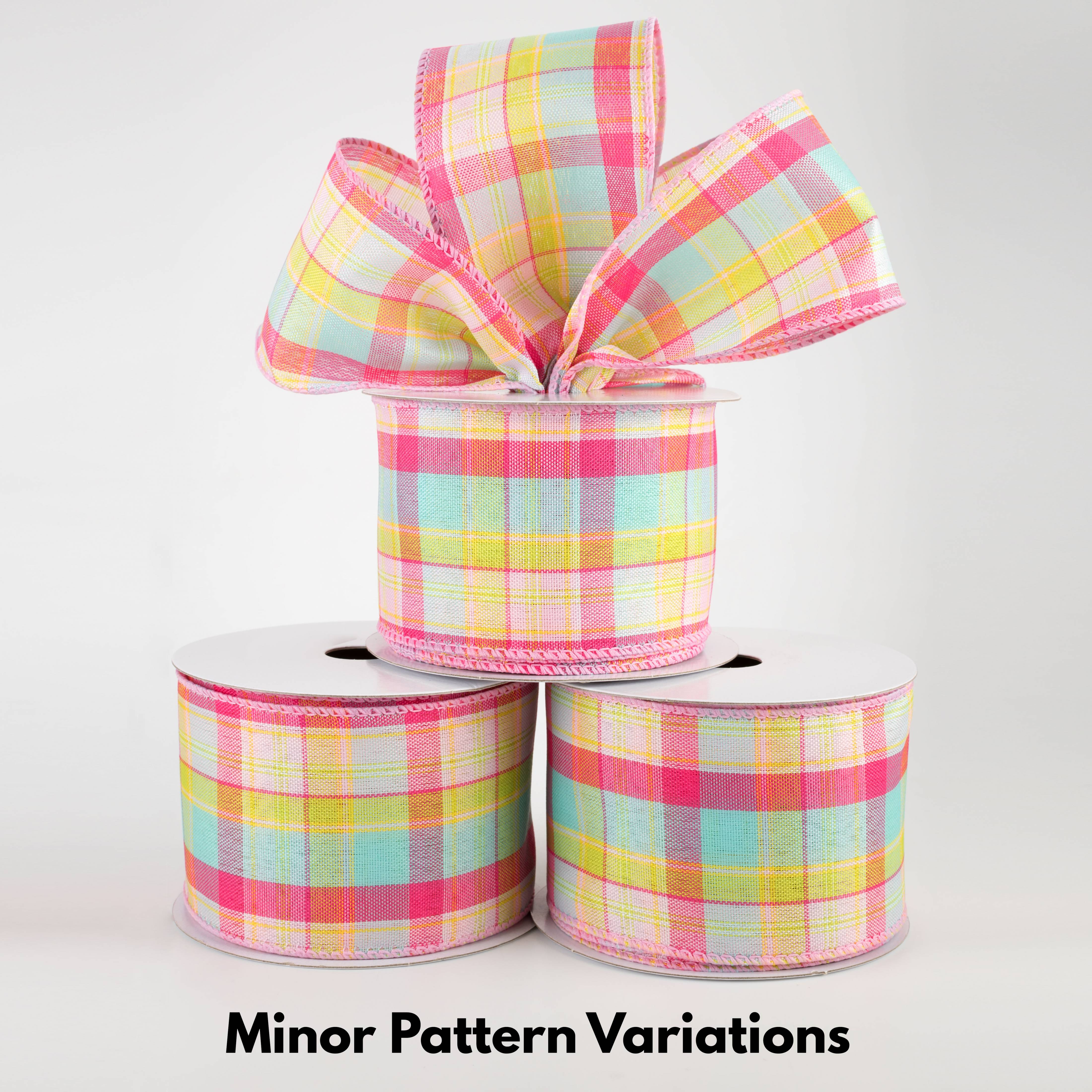 2.5" Montana Plaid Ribbon: Aqua, Pink, Lime (10 Yards) Lifestyle Photo