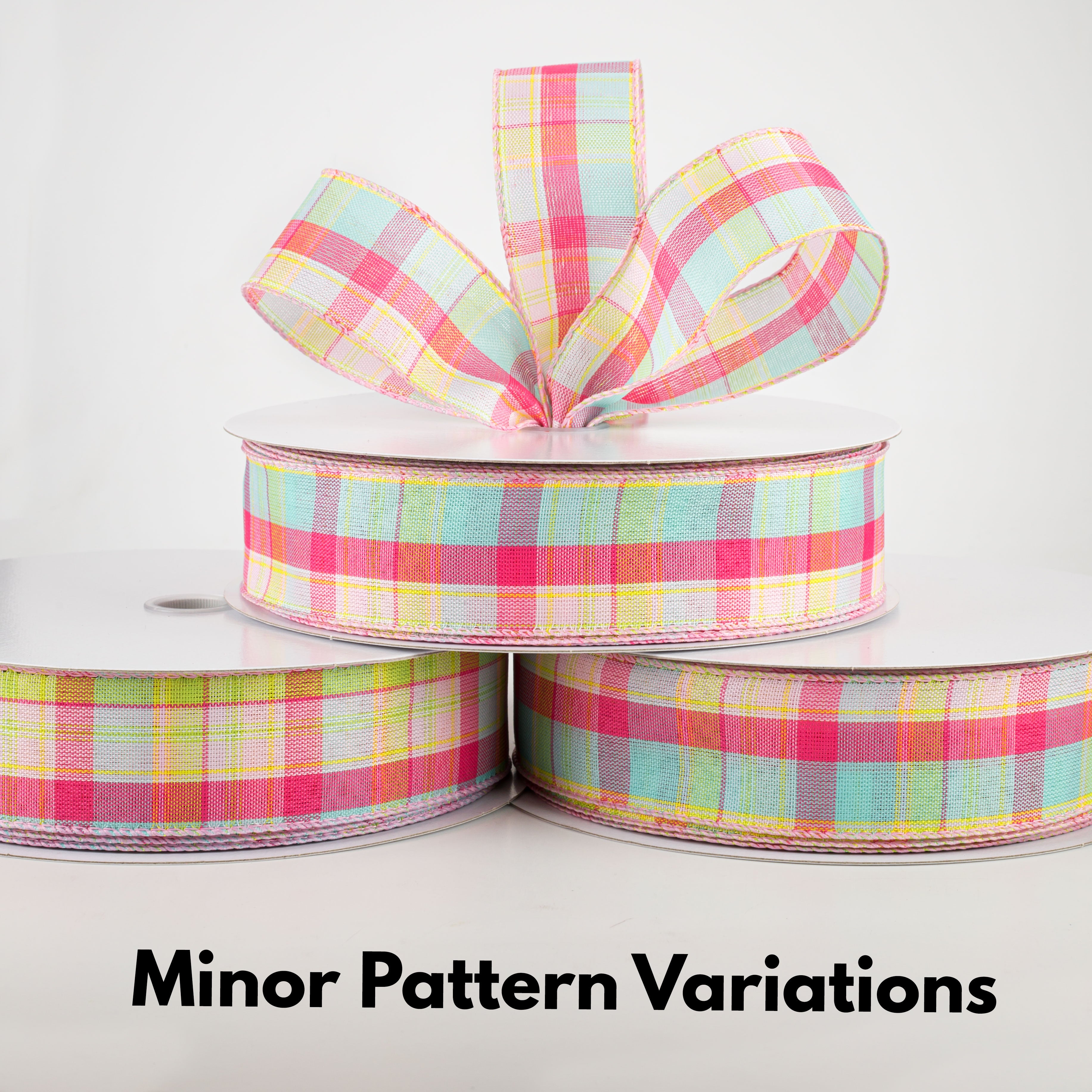 1.5" Montana Plaid Ribbon: Aqua, Pink, Lime (50 Yards) Lifestyle Photo