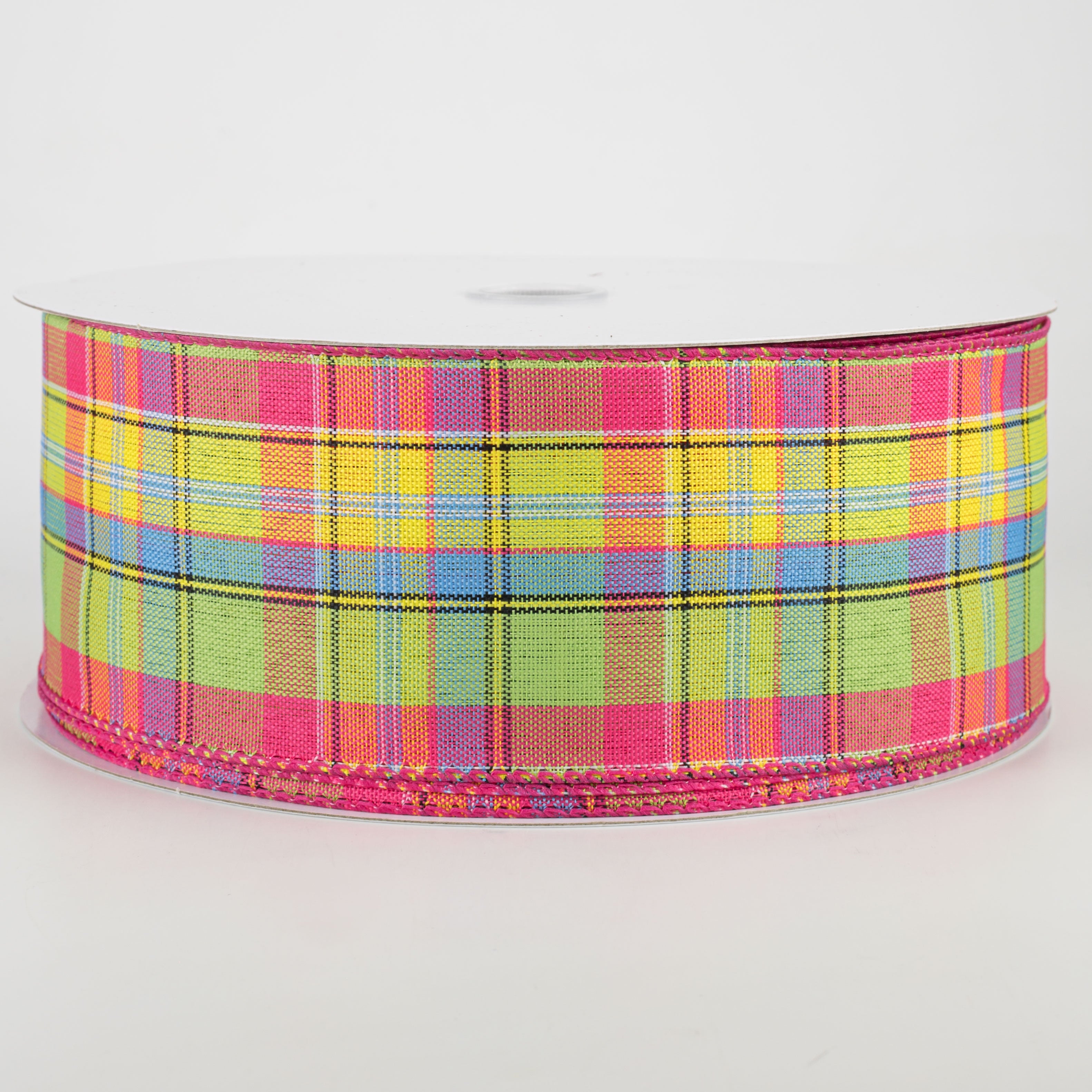 2.5" Montana Plaid Ribbon: Yellow, Fuchsia, Lime (50 Yards)