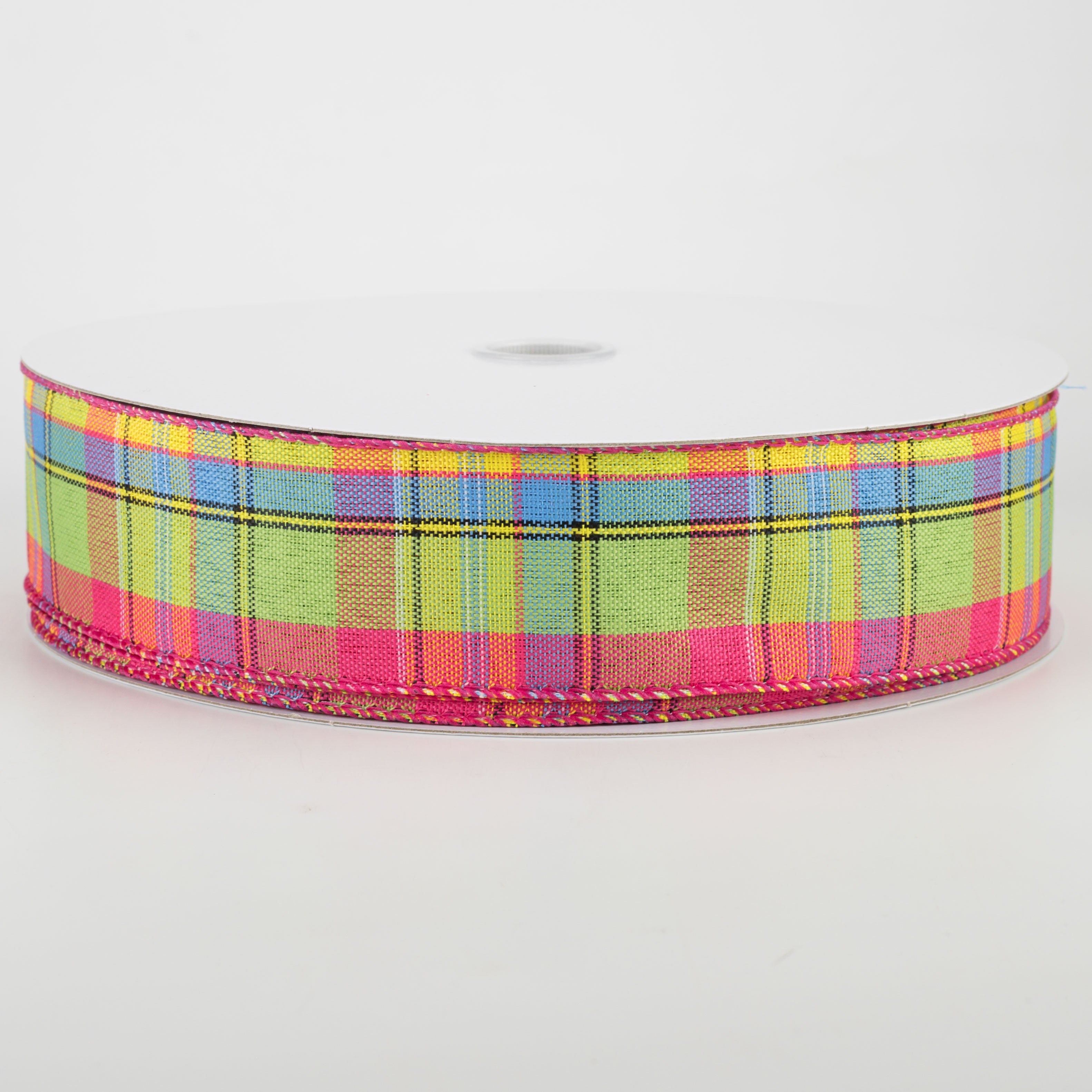 1.5" Montana Plaid Ribbon: Yellow, Fuchsia, Lime (50 Yards) Item Number: 841-09-142