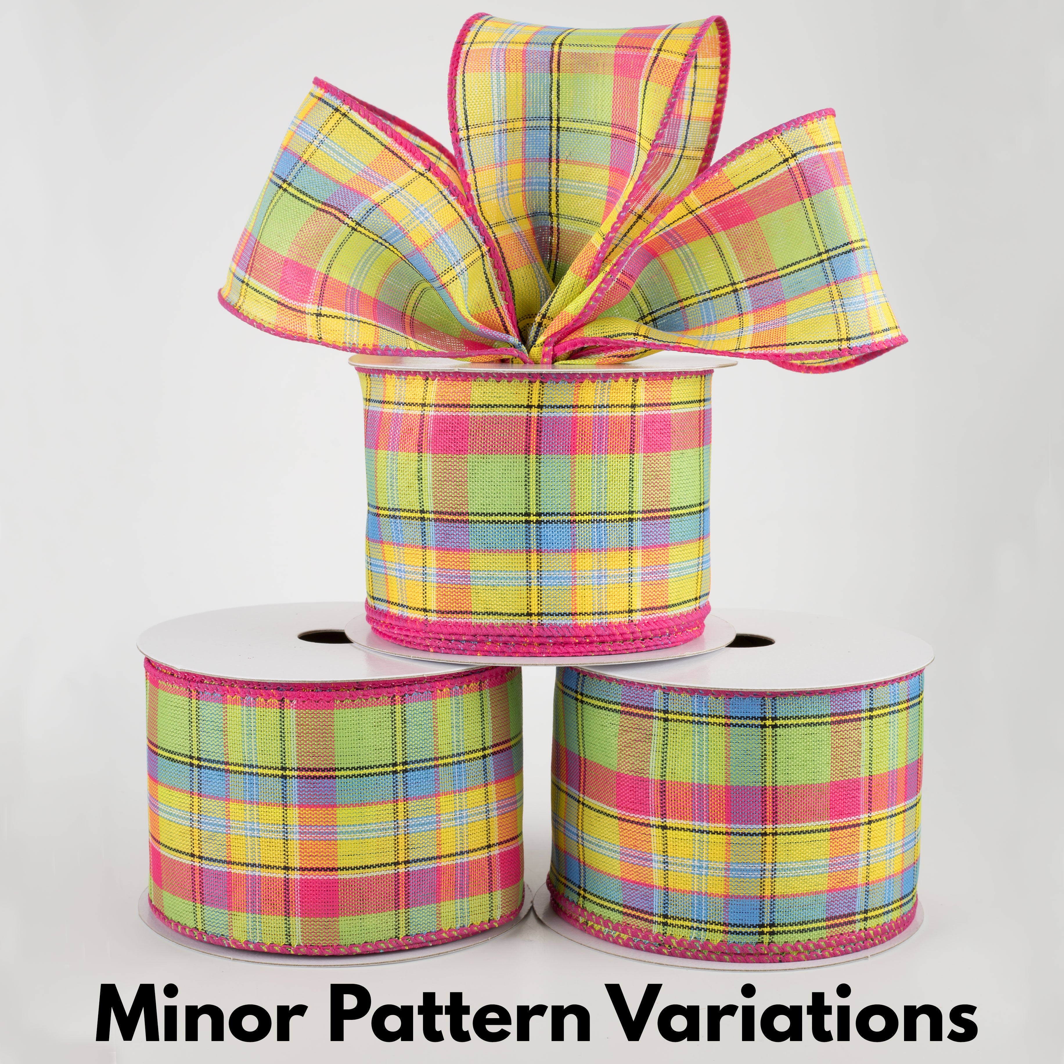 2.5" Montana Plaid Ribbon: Yellow, Fuchsia, Lime (10 Yards) Lifestyle Photo