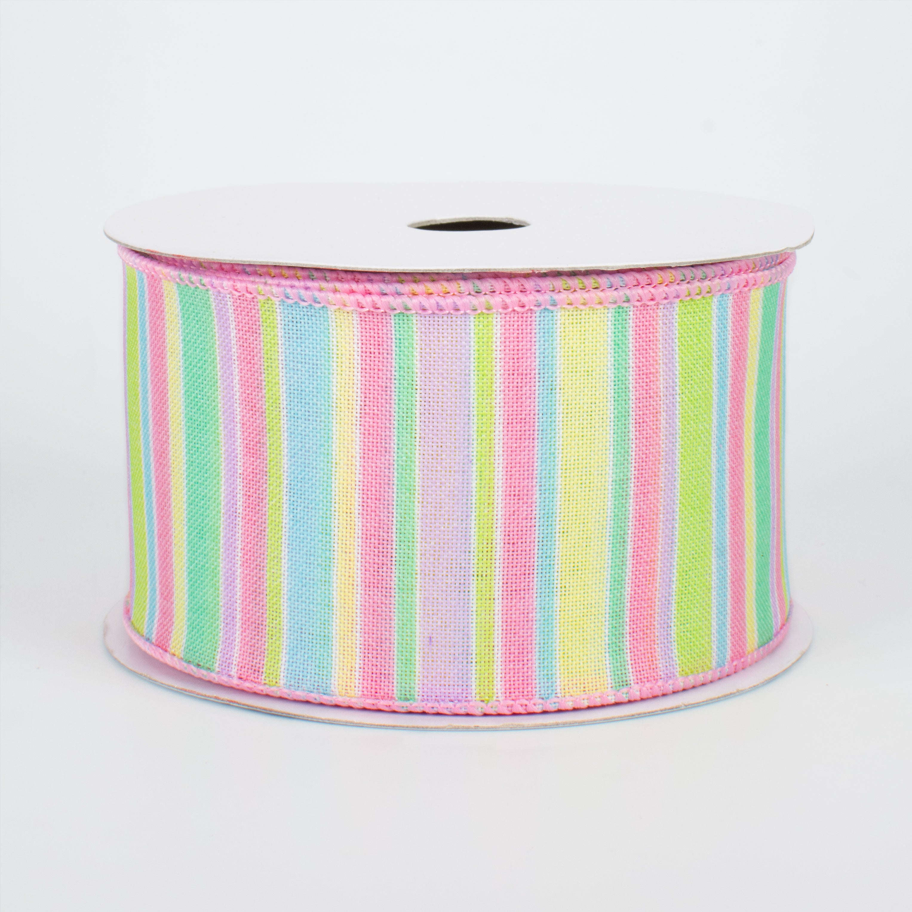 2.5" Multi-Colored Horizontal Stripe Ribbon: Pastel (10 Yards)