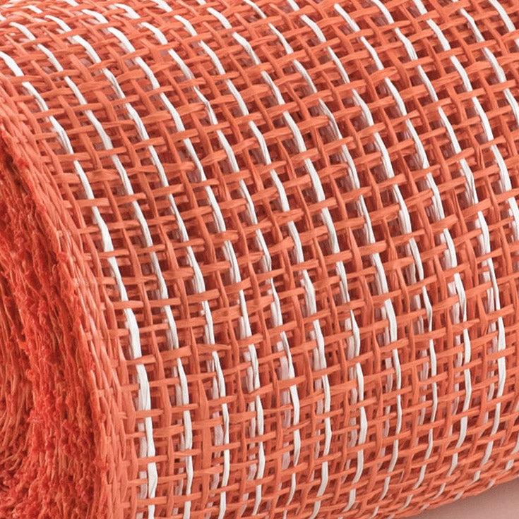 10" Multi Poly Burlap Check Mesh: Orange & White Lifestyle Photo