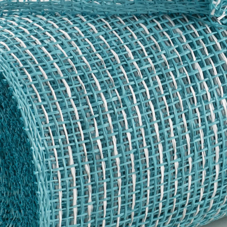 10" Multi Poly Burlap Check Mesh: Turquoise & White Lifestyle Photo