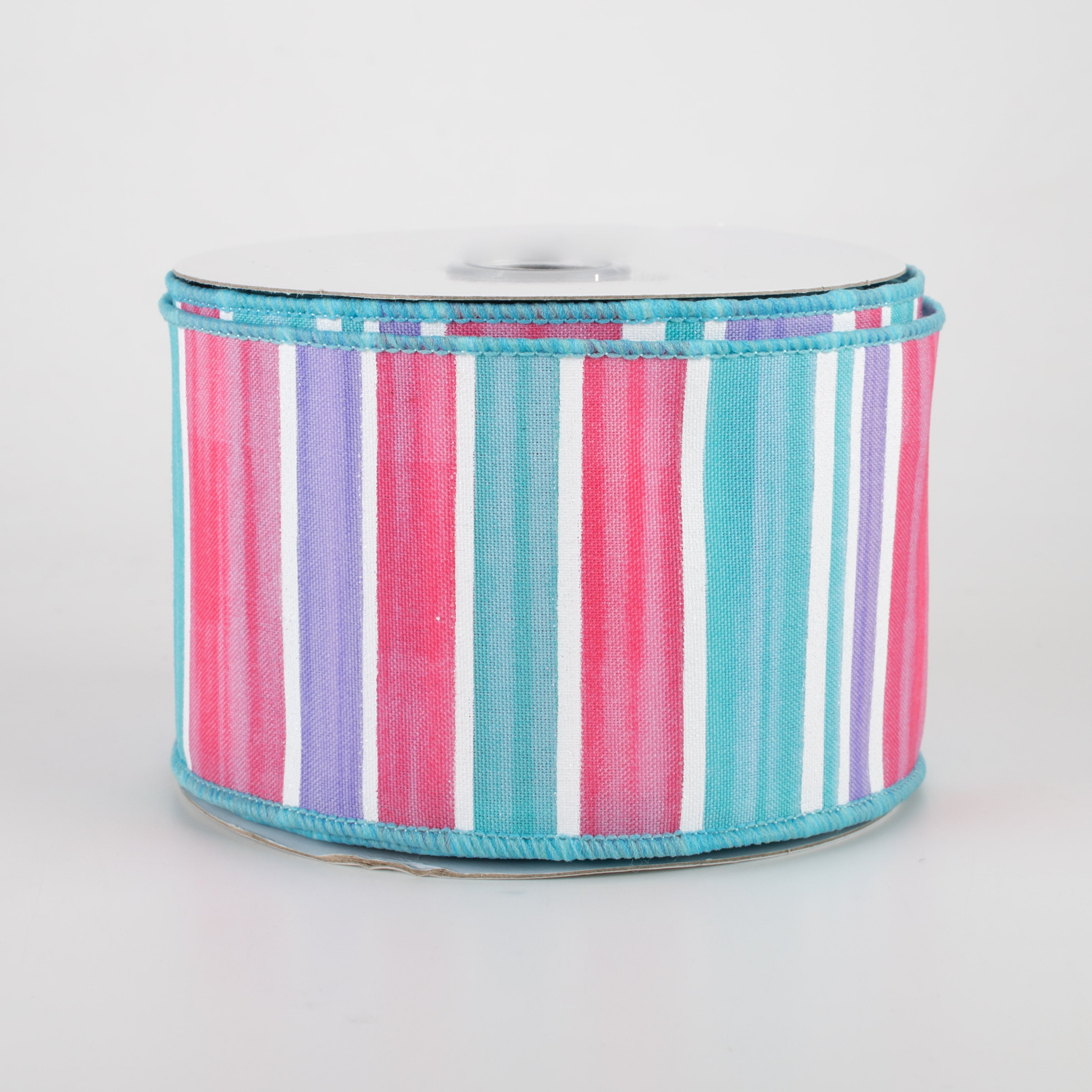2.5" Multi Width Horizontal Stripe Ribbon: Lavender, Pink, Turquoise (10 Yards)