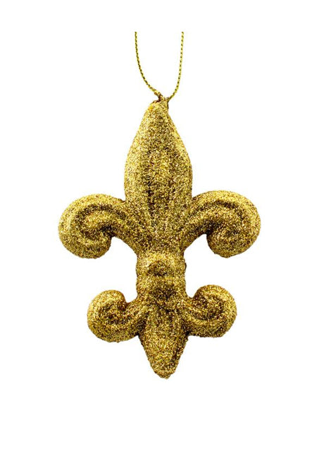4" Gold Glitter Fleur de Lis Ornament