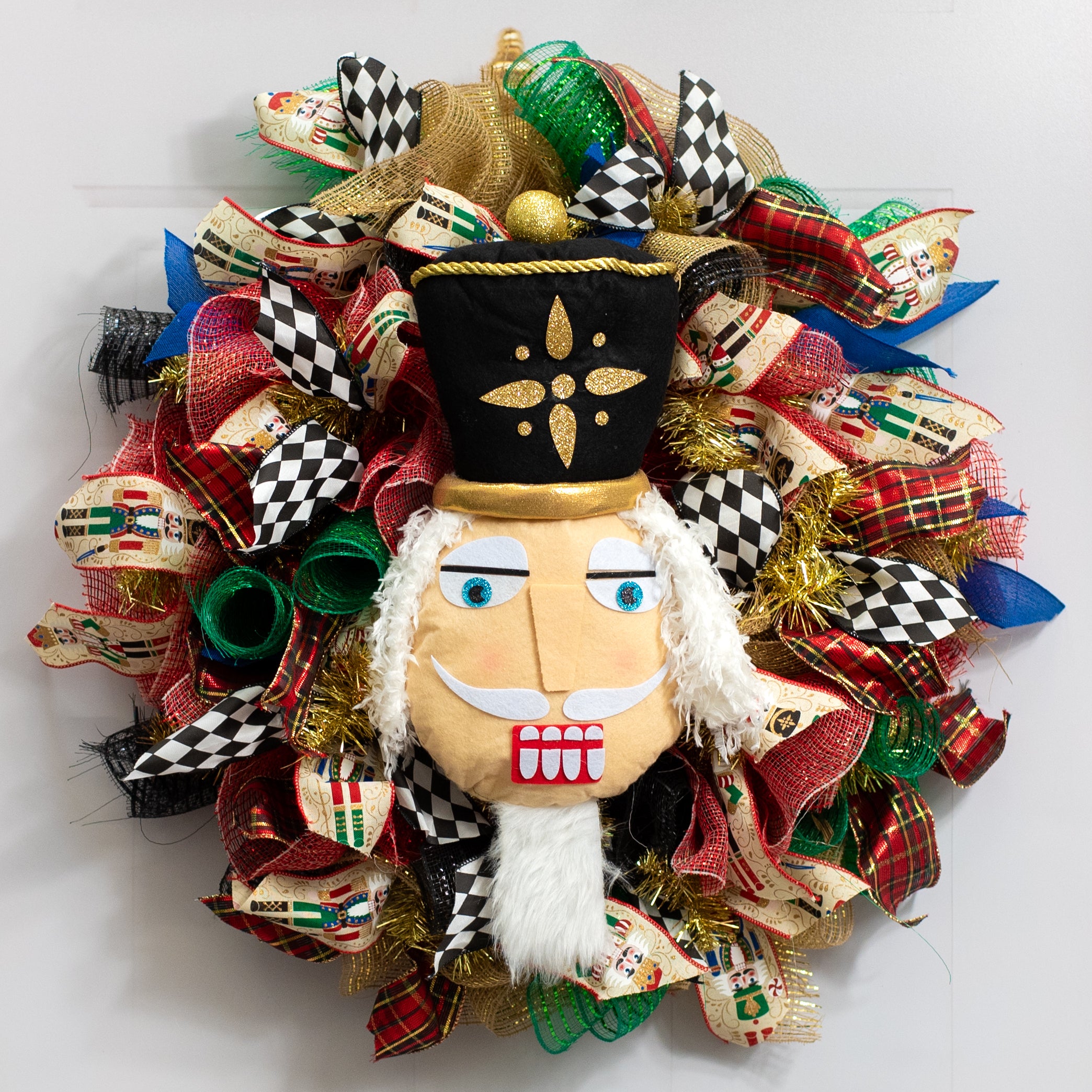 19" Nutcracker Head Wreath Accent: Black & Gold Lifestyle Photo