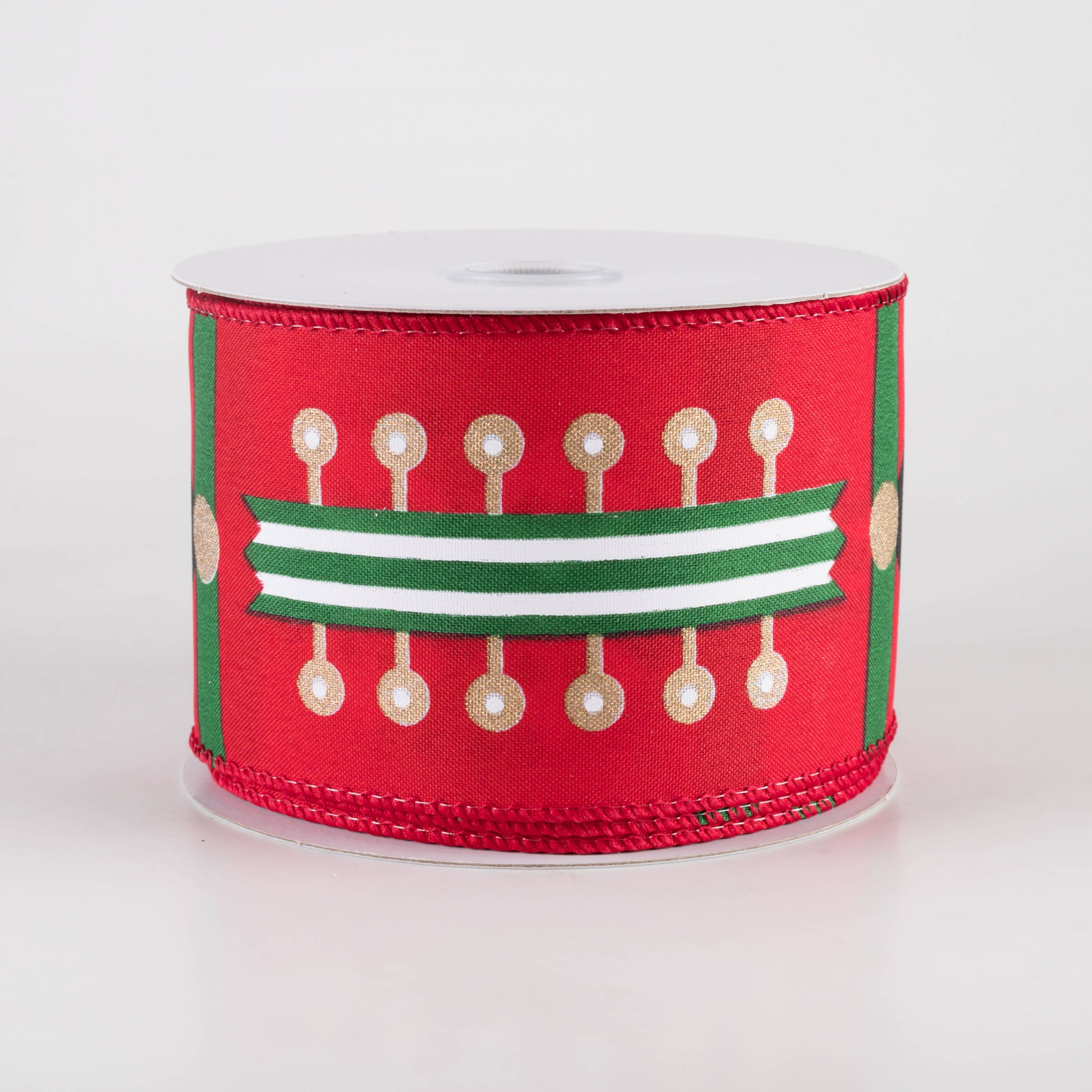 2.5" Nutcracker Stripes & Patterns Ribbon: Red & Green (10 Yards) Item Number: 72439-40-07