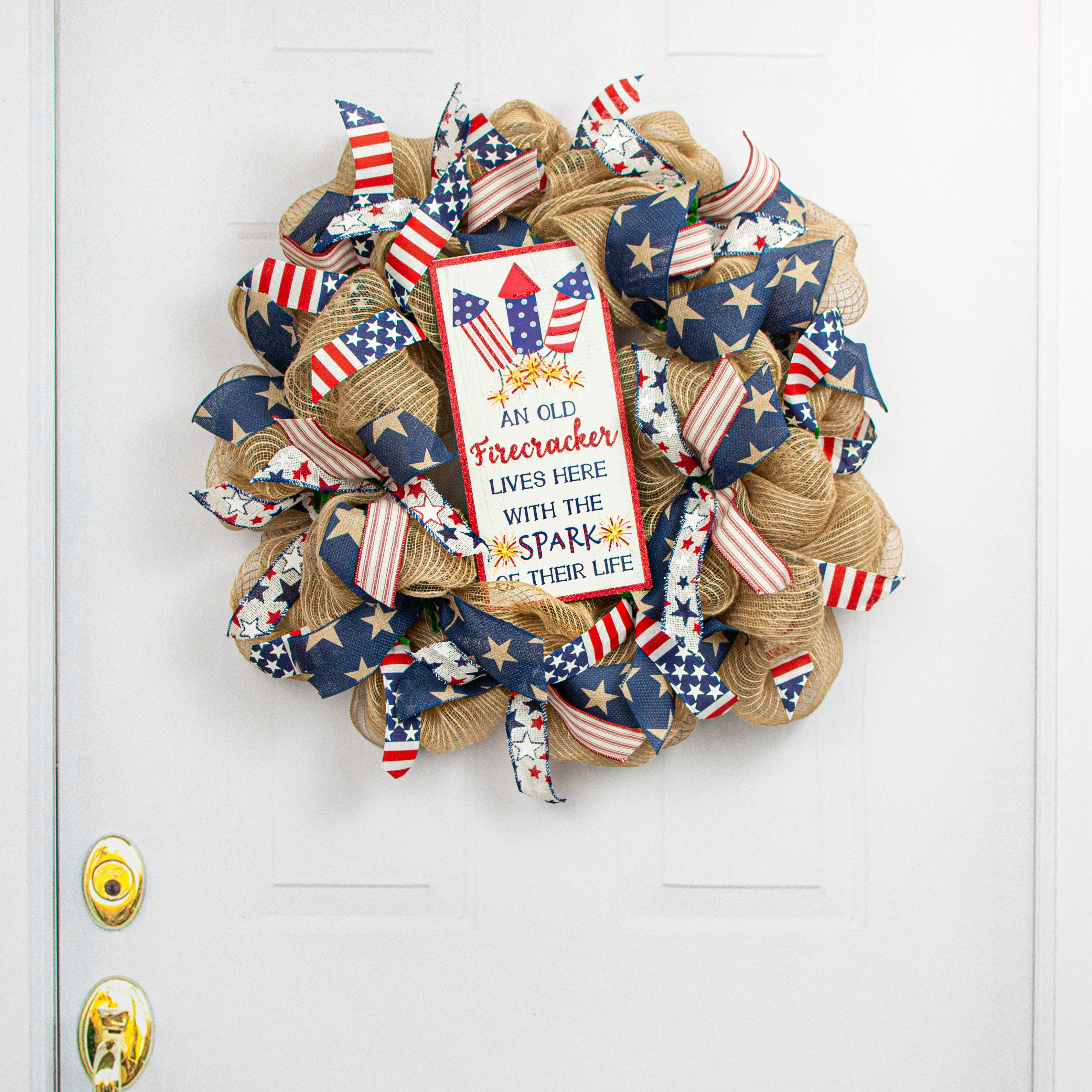 12" Old Firecracker Glitter RWB Sign Lifestyle Photo