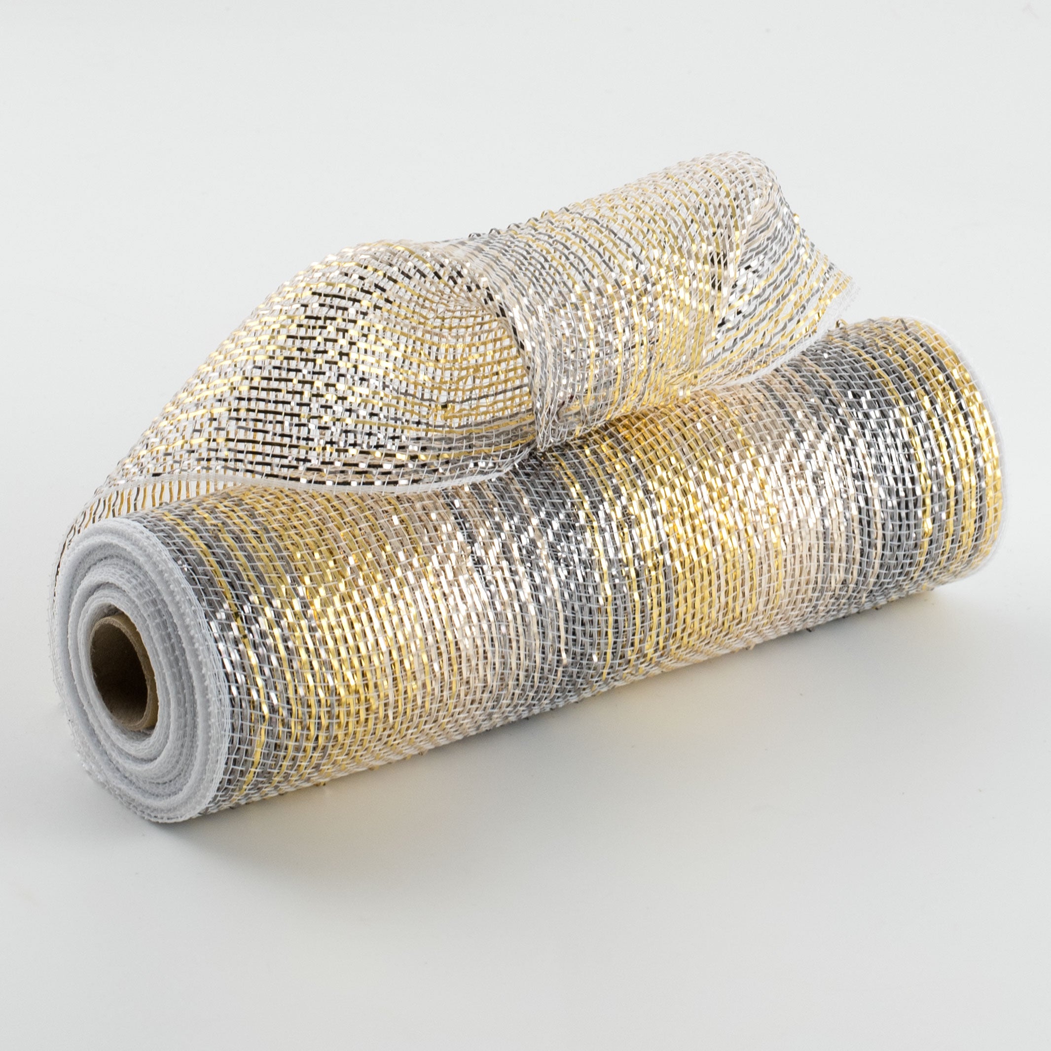 10" Ombré Metallic Deco Mesh: Pewter, Gold, Silver Item Number: XB101710-51