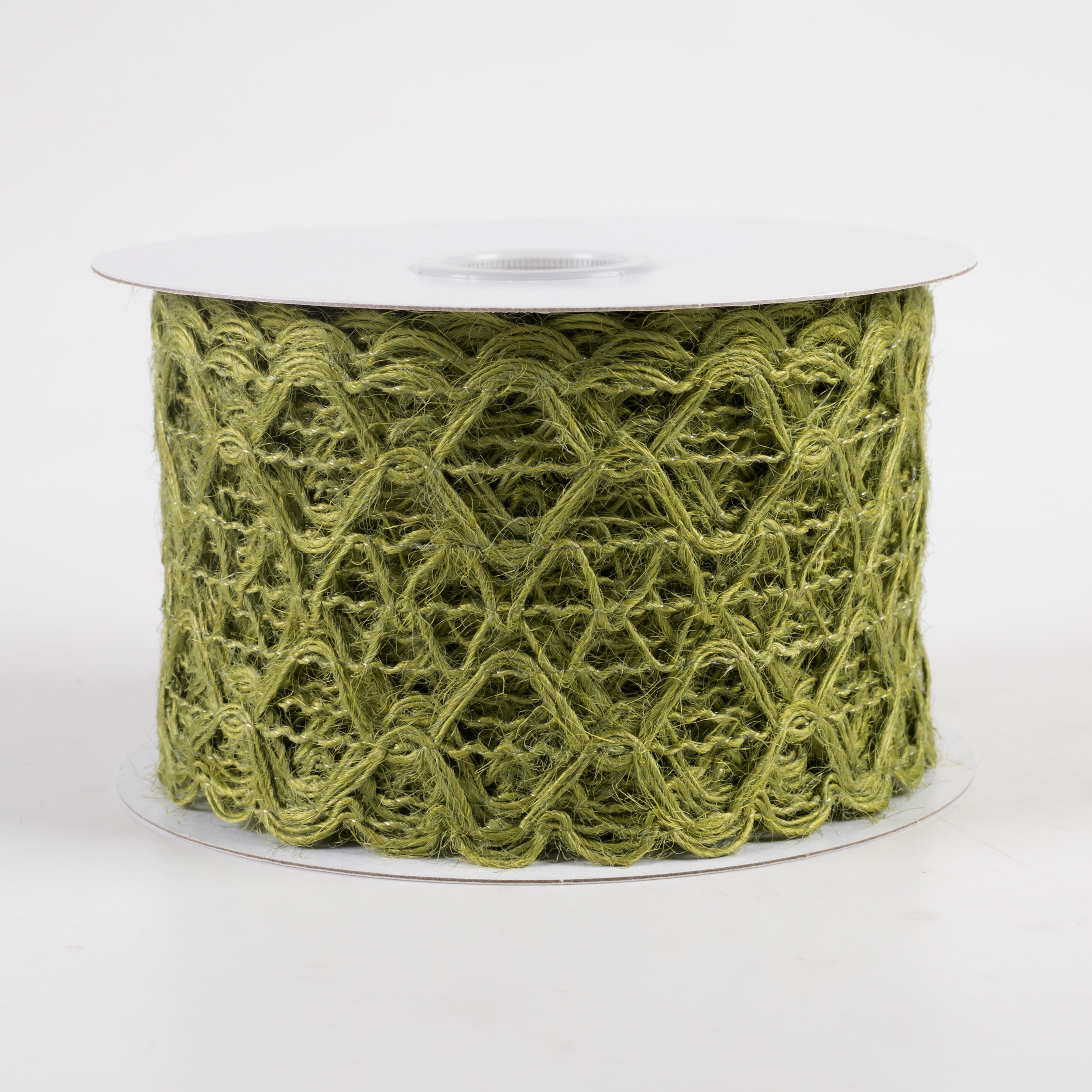 2.5" Open Weave Ribbon: Moss Green (10 Yards)