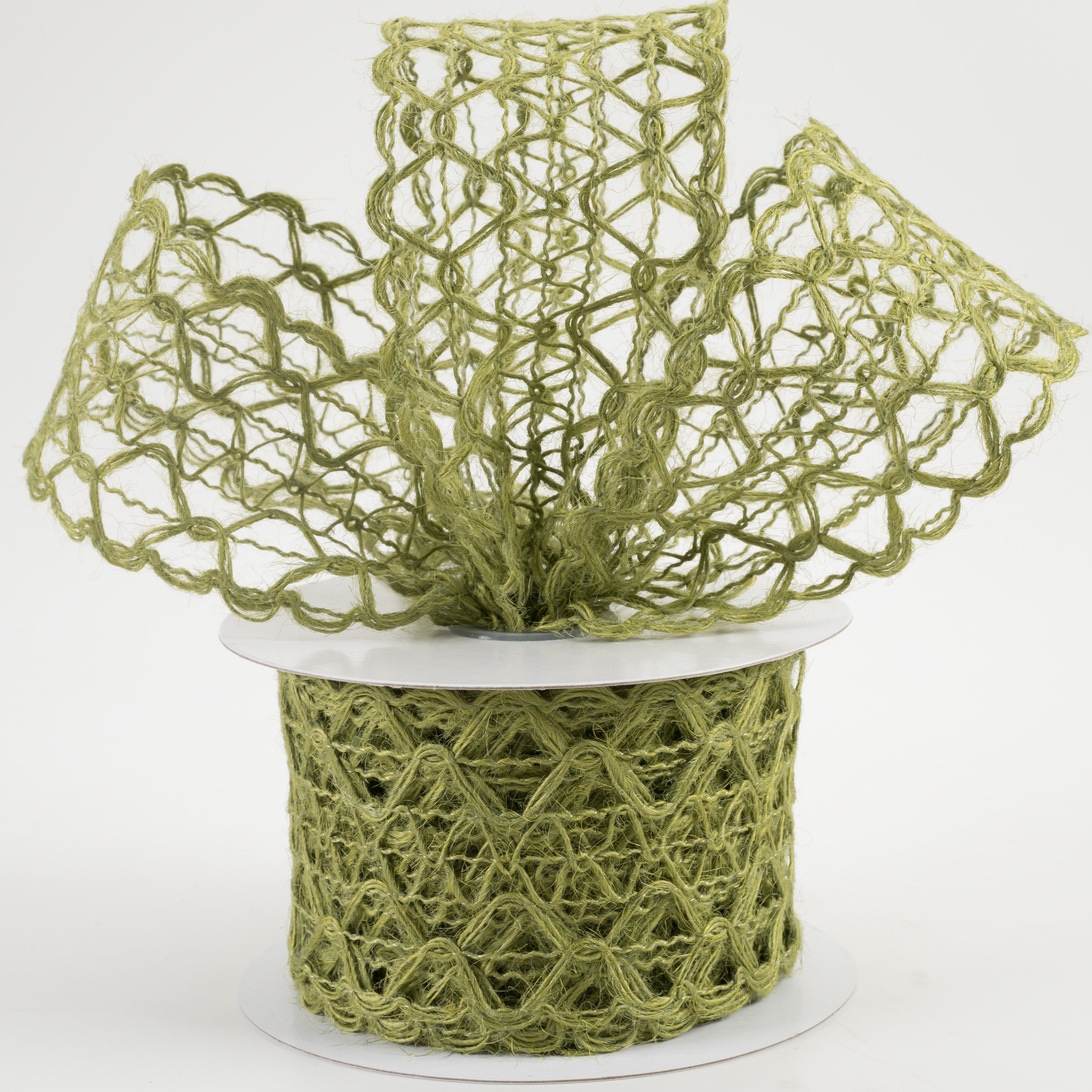 2.5" Open Weave Ribbon: Moss Green (10 Yards) Lifestyle Photo